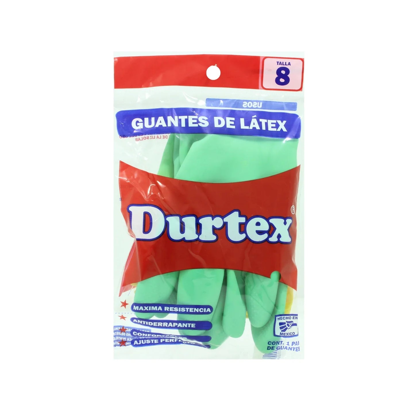 Guante de hule #8 verde/amarillo Durtex