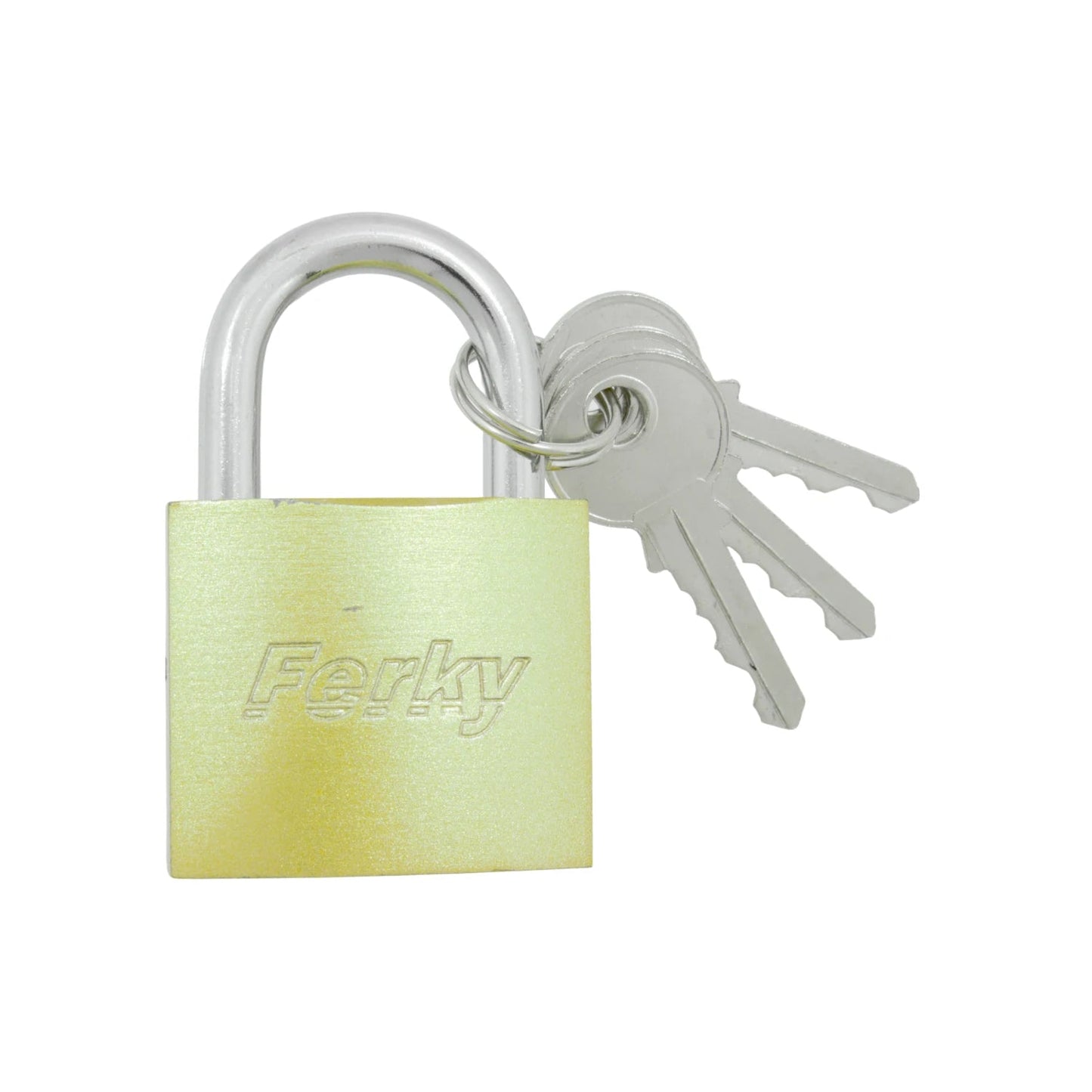Candado Ferky dorado de gancho corto con 3 llaves de seguridad