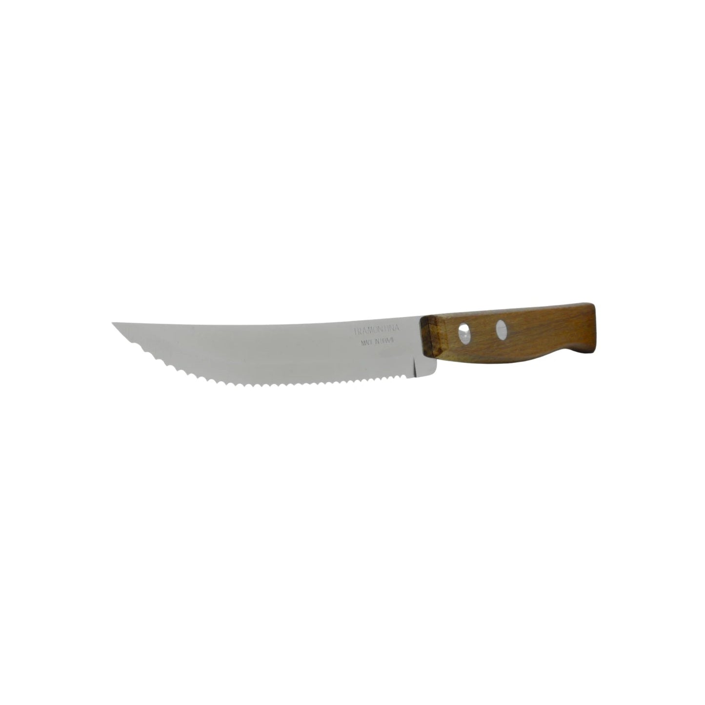 Cuchillo Tramontina de sierra 5 pulgadas mango de madera marrón acero inoxidable