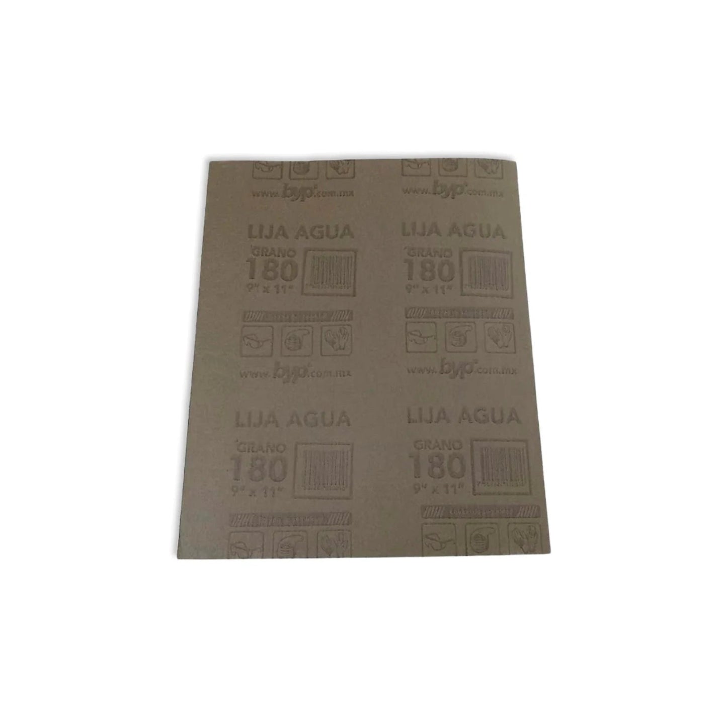 Lija de agua Byp grano 180 de 9x11 pulgadas para lijado en seco o húmedo de metal, madera y pintura