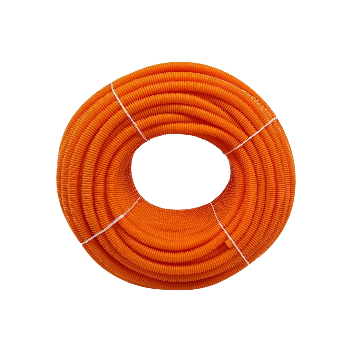 Poliducto flexible corrugado naranja 1/2 pulgada, rollo para protección de cables eléctricos e instalaciones.