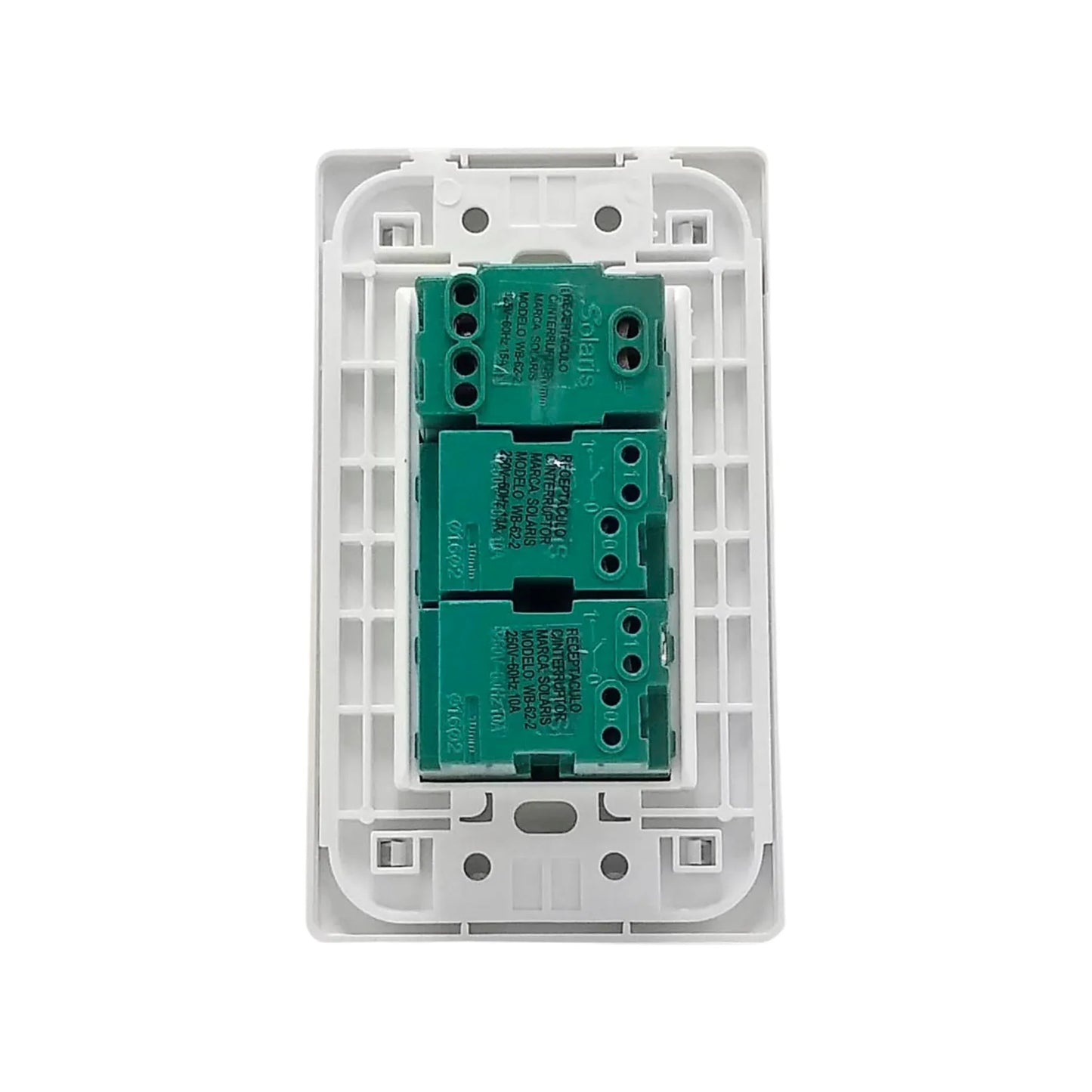 Placa 2 apagadores/1 contacto blanca Solaris WB-622SO ultra