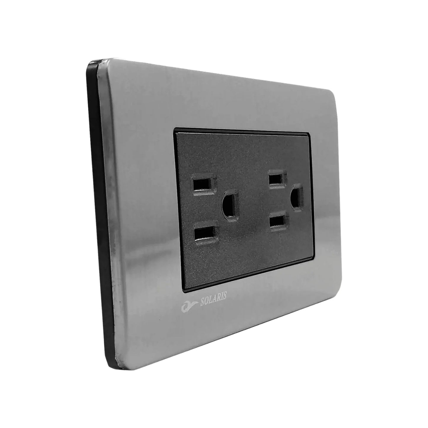 Placa 2 contactos negra cromo Solaris AL61NG