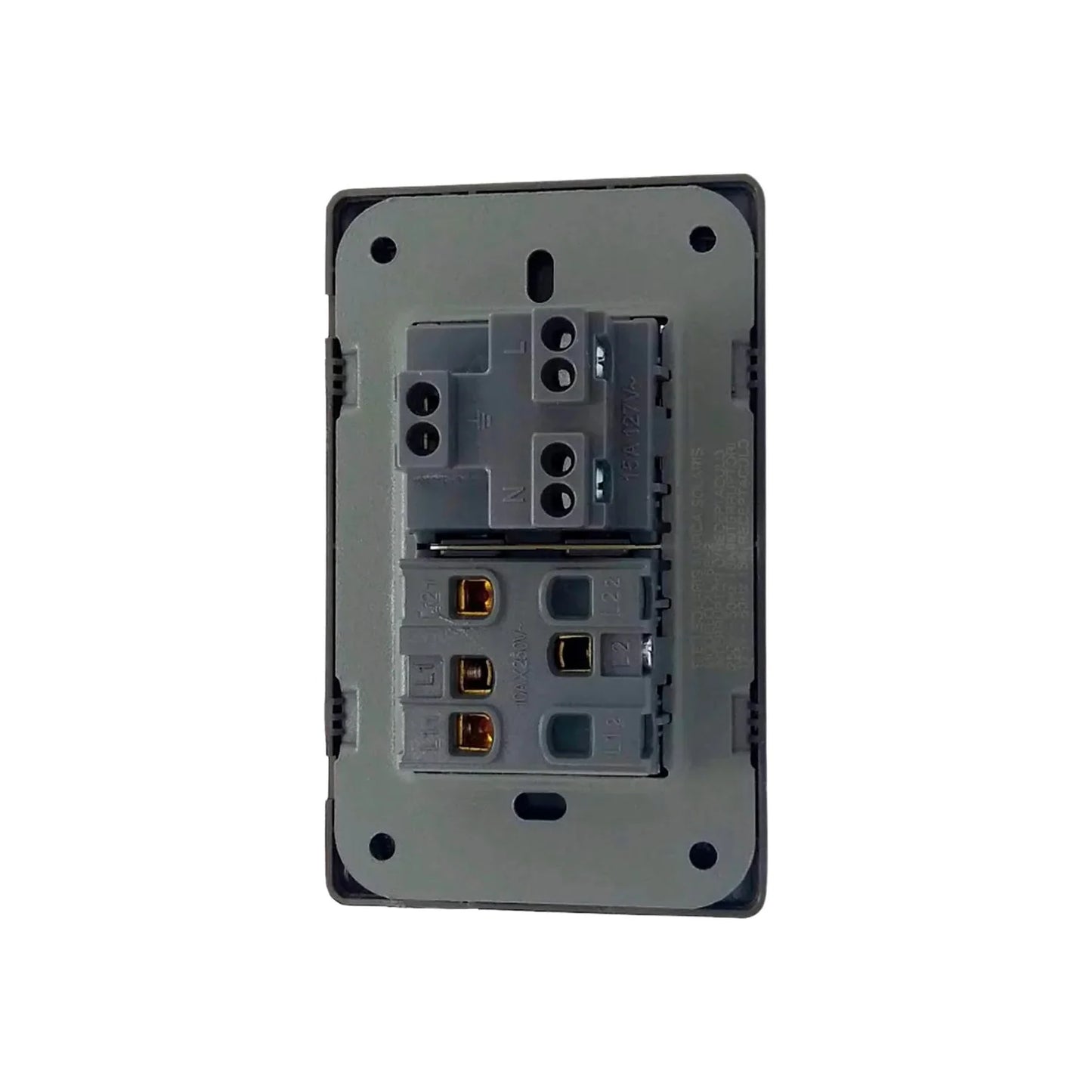 Placa 2 apagadores/1 contacto negro cromo Solaris AL622NG-ES