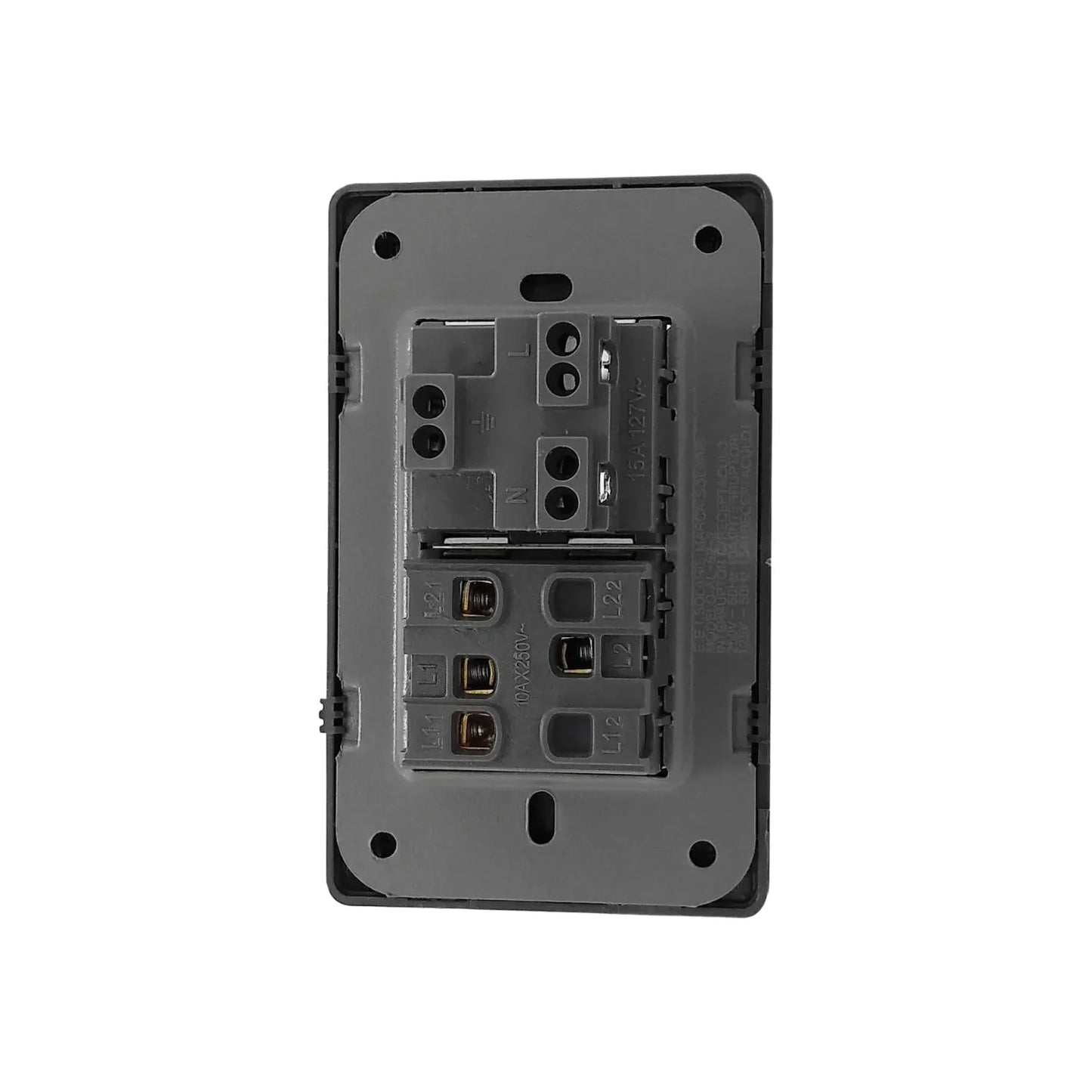 Placa 2 apagadores/1 contacto gris cromo Solaris AL622GR-ES