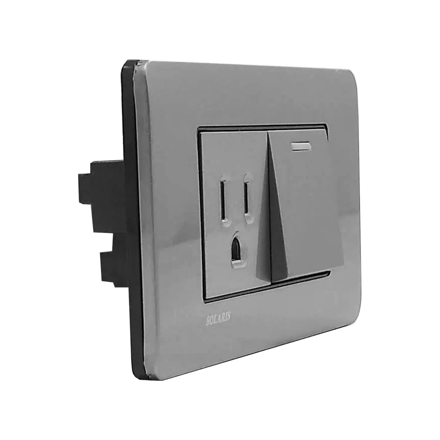 Placa 1 apagador escalera/1 contacto gris cromo Solaris AL62GRES