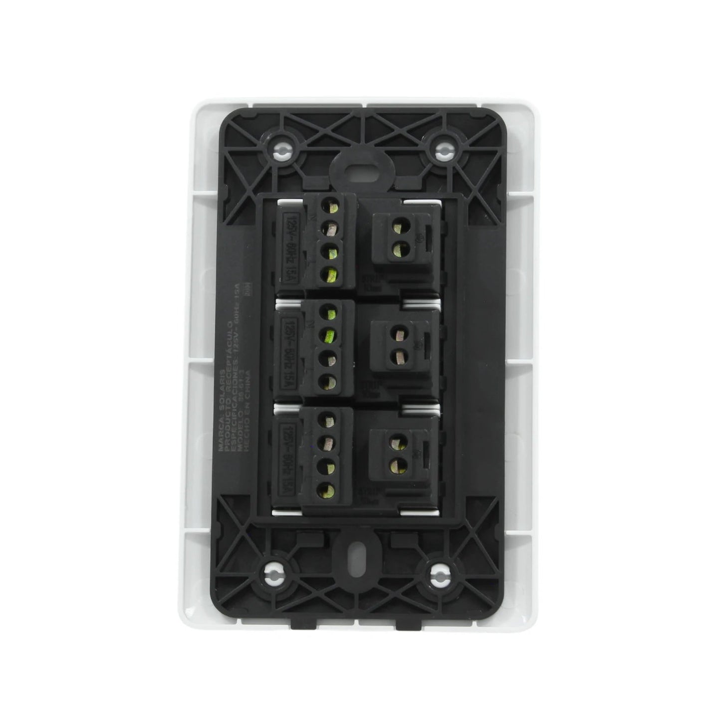 Placa eléctrica 3 contactos Solaris blanca 125V 15A