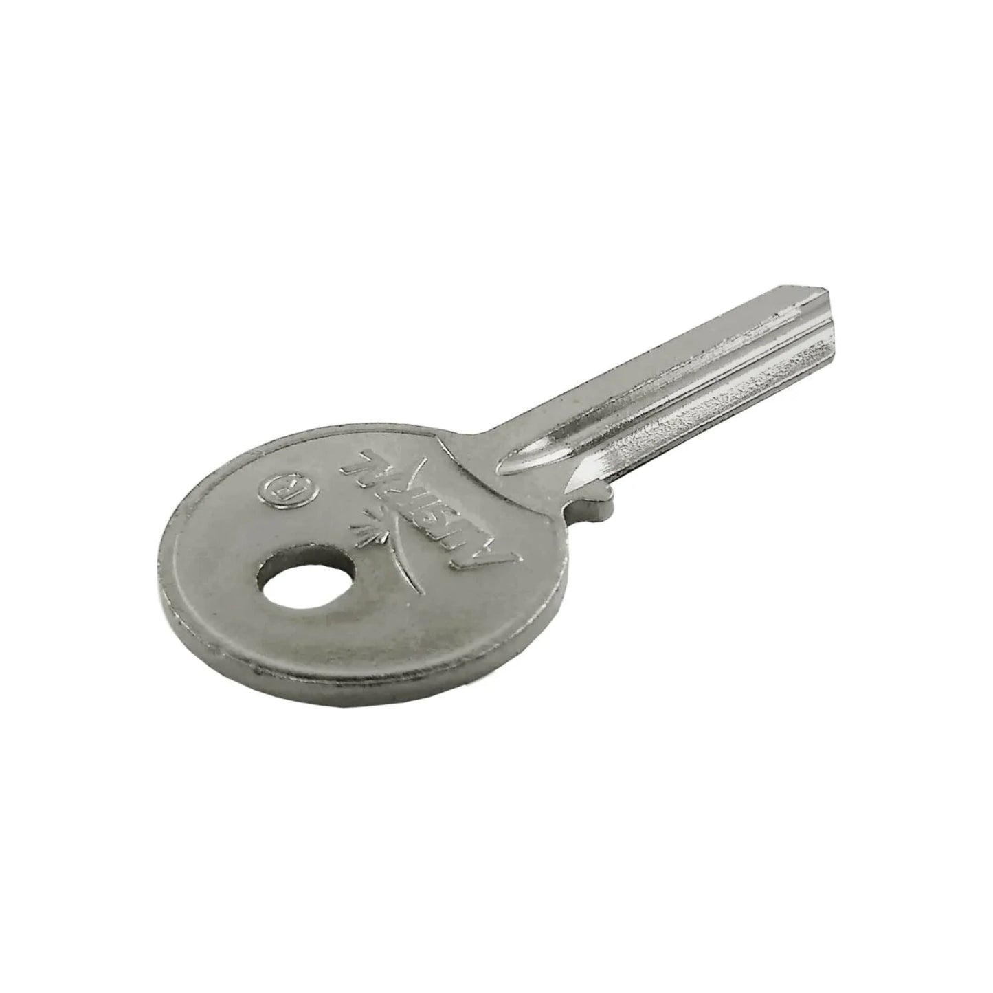 Llave niquelada MG para cerradura, tipo YA-1, metálica, ideal para repuesto o duplicado.