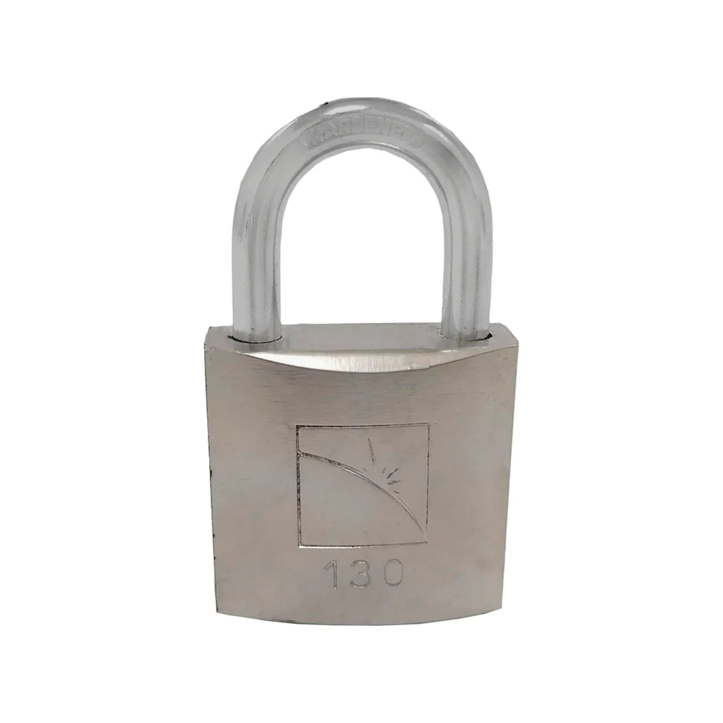 Candado de seguridad 30 mm, cuerpo metálico plateado, gancho corto endurecido, modelo 130.