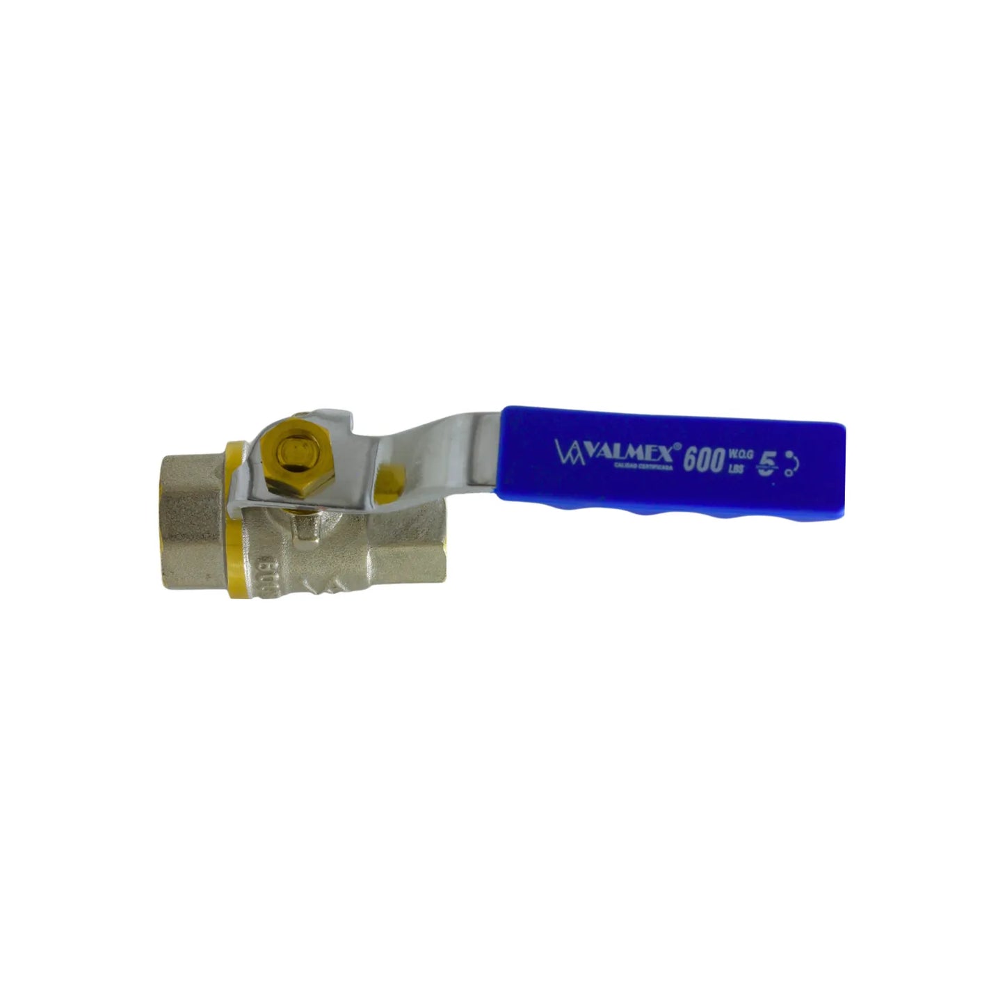 Válvula de esfera Valmex 600 WOG de latón con palanca azul para control de flujo de agua y gas