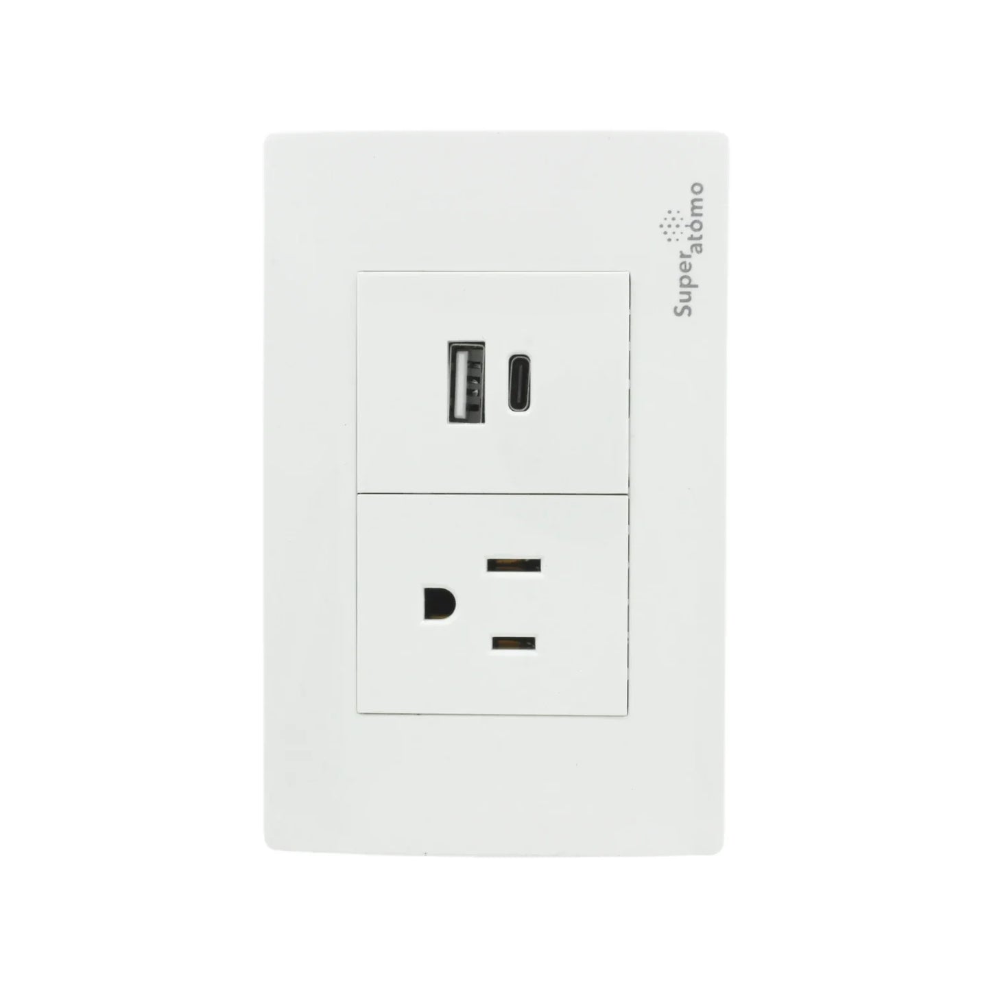 Placa 1 contacto/1 USB/1 tipo "C" Super átomo SA1503-MB