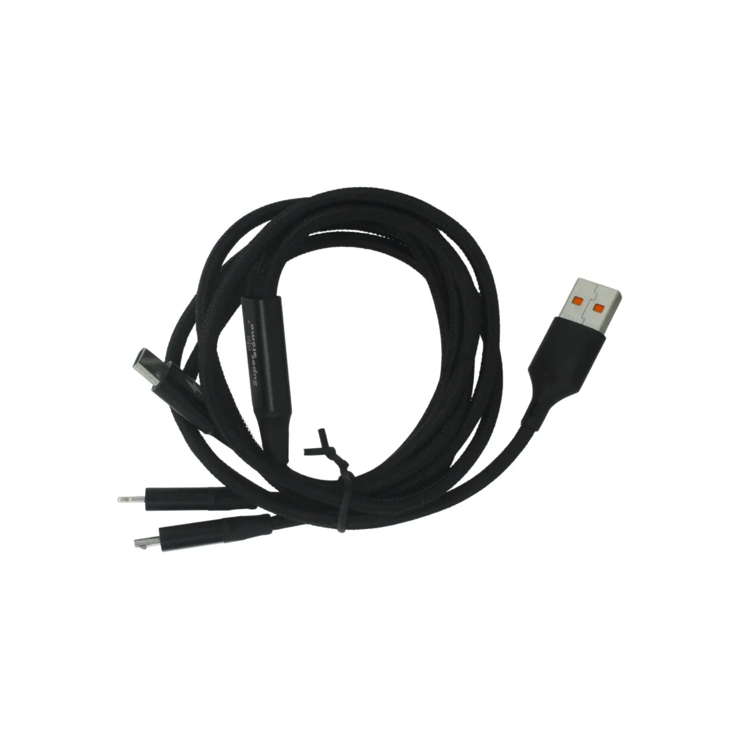 Cable de carga múltiple V8/Tipo C/IPHONE negro Super átomo SA2006A