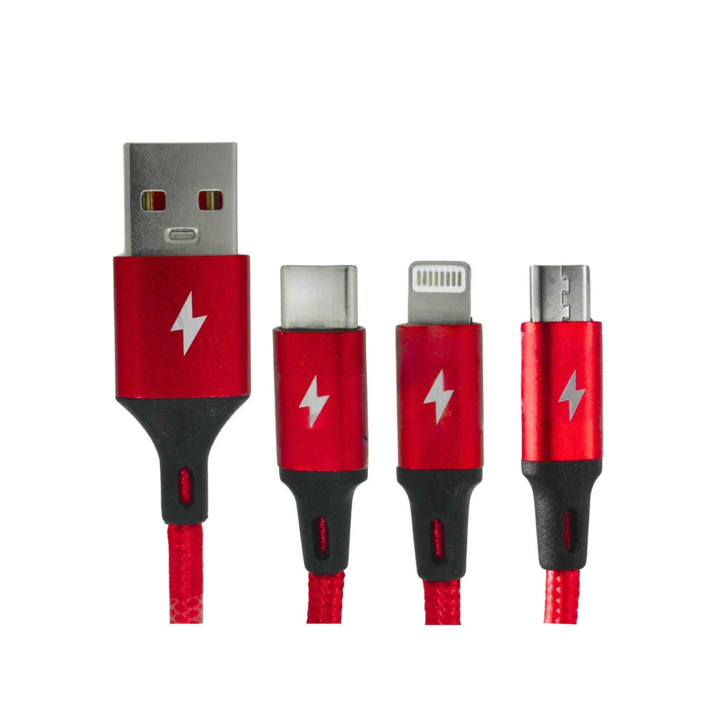 Cable de carga múltiple V8/Tipo C/IPHONE rojo Super átomo SA2006C