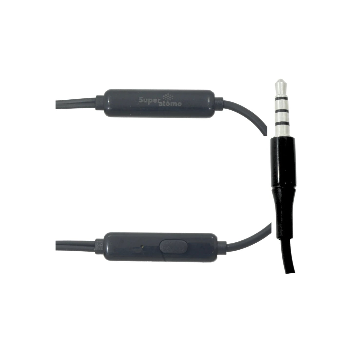 Cable de audífonos manos libres Super átomo negro con control, micrófono y conector jack 3.5mm