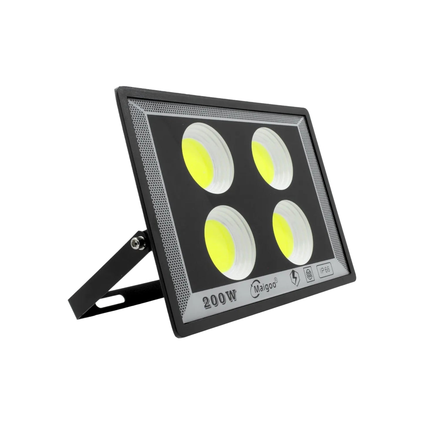 Reflector LED Maigoo 200W negro con 4 paneles de luz, ideal para exterior y resistente IP66