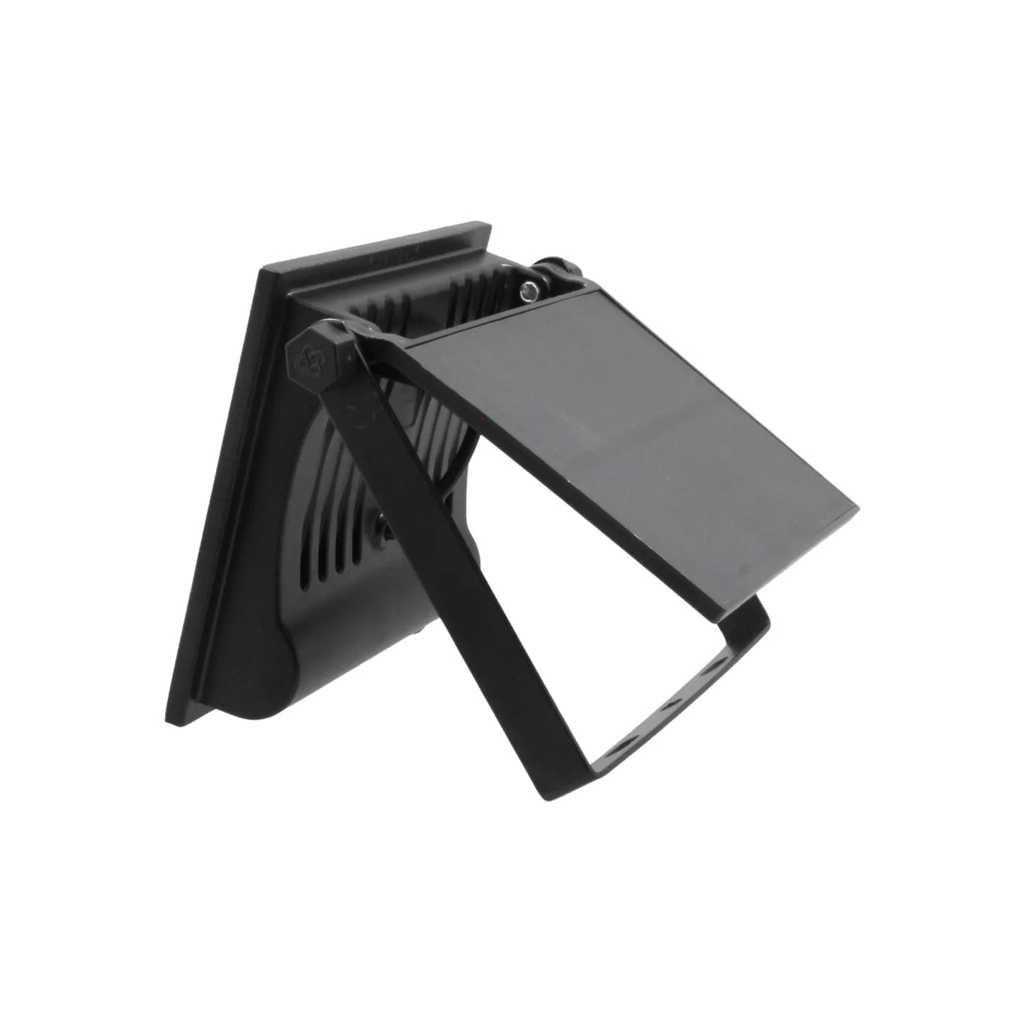 Reflector solar negro con panel y soporte ajustable, ideal para iluminación de seguridad exterior
