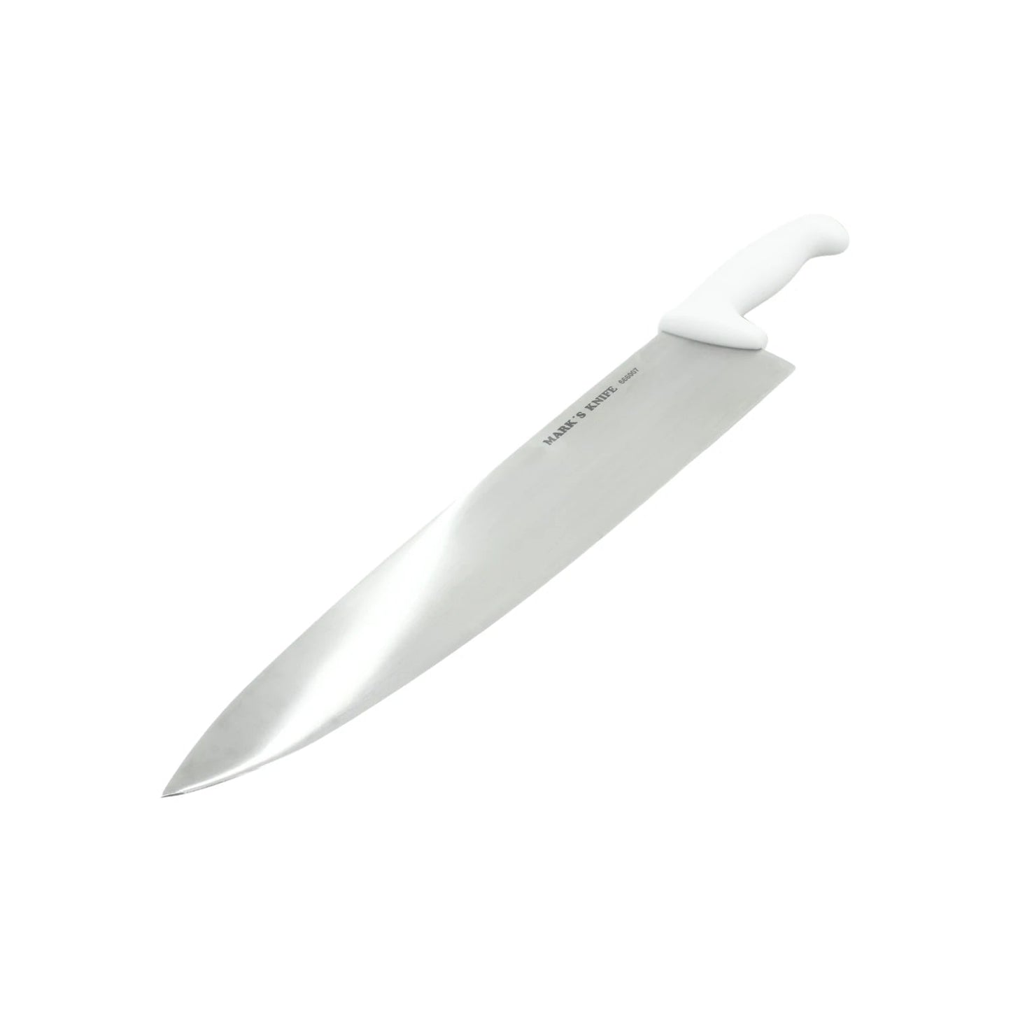 Cuchillo de chef profesional Mark's Knife 666007, hoja acero inoxidable 12 pulgadas, mango ergonómico blanco