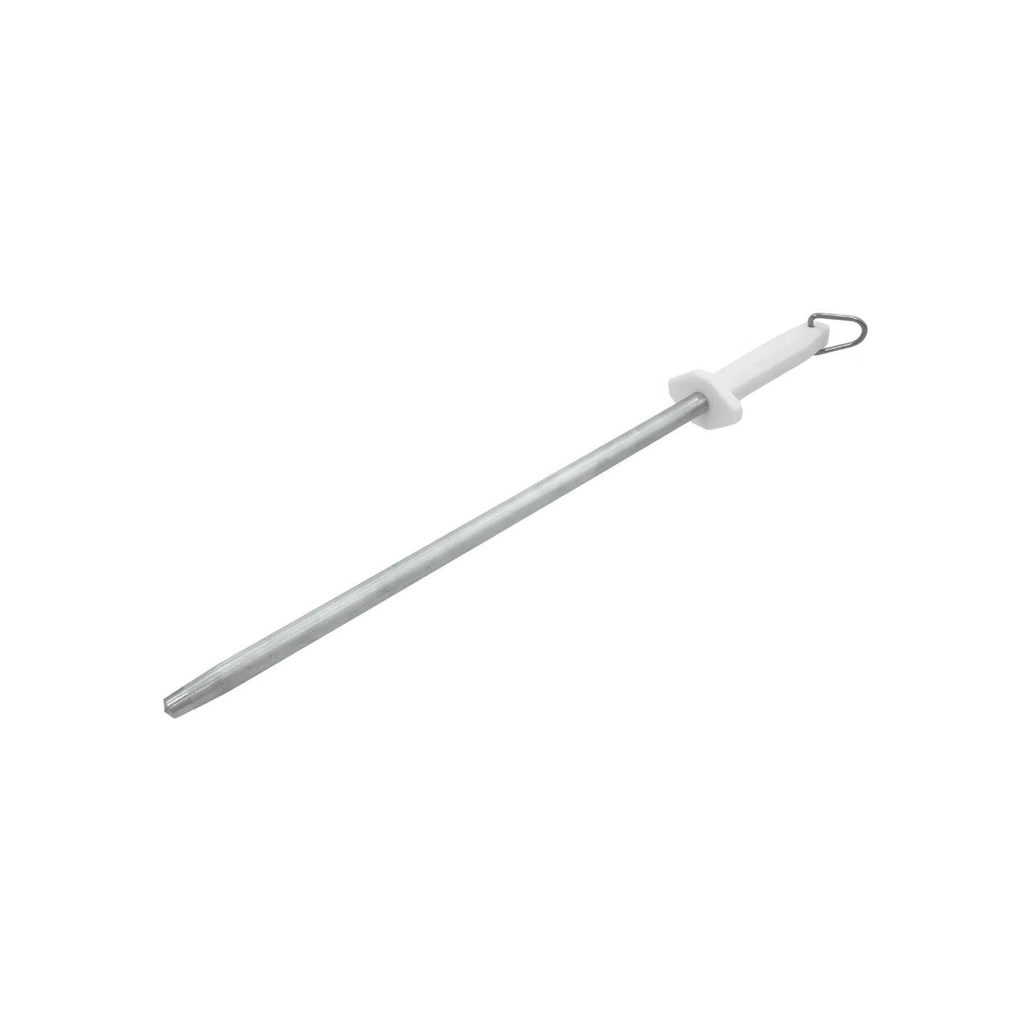 Chaira de afilar cuchillos redonda, barra de acero profesional con mango ergonómico blanco