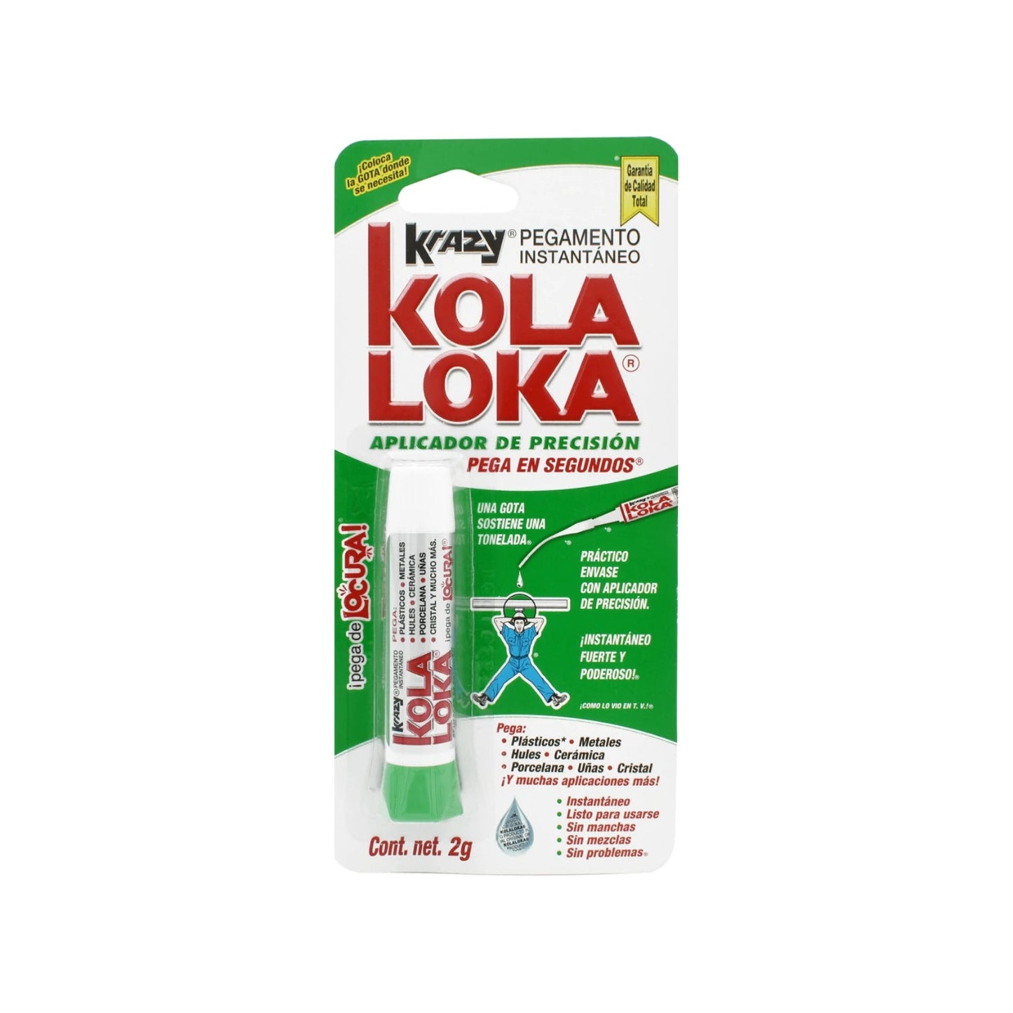 Pegamento instantáneo Kola Loka cianocrilato, aplicador de precisión, para metal, plástico, cerámica, cristal, 2g