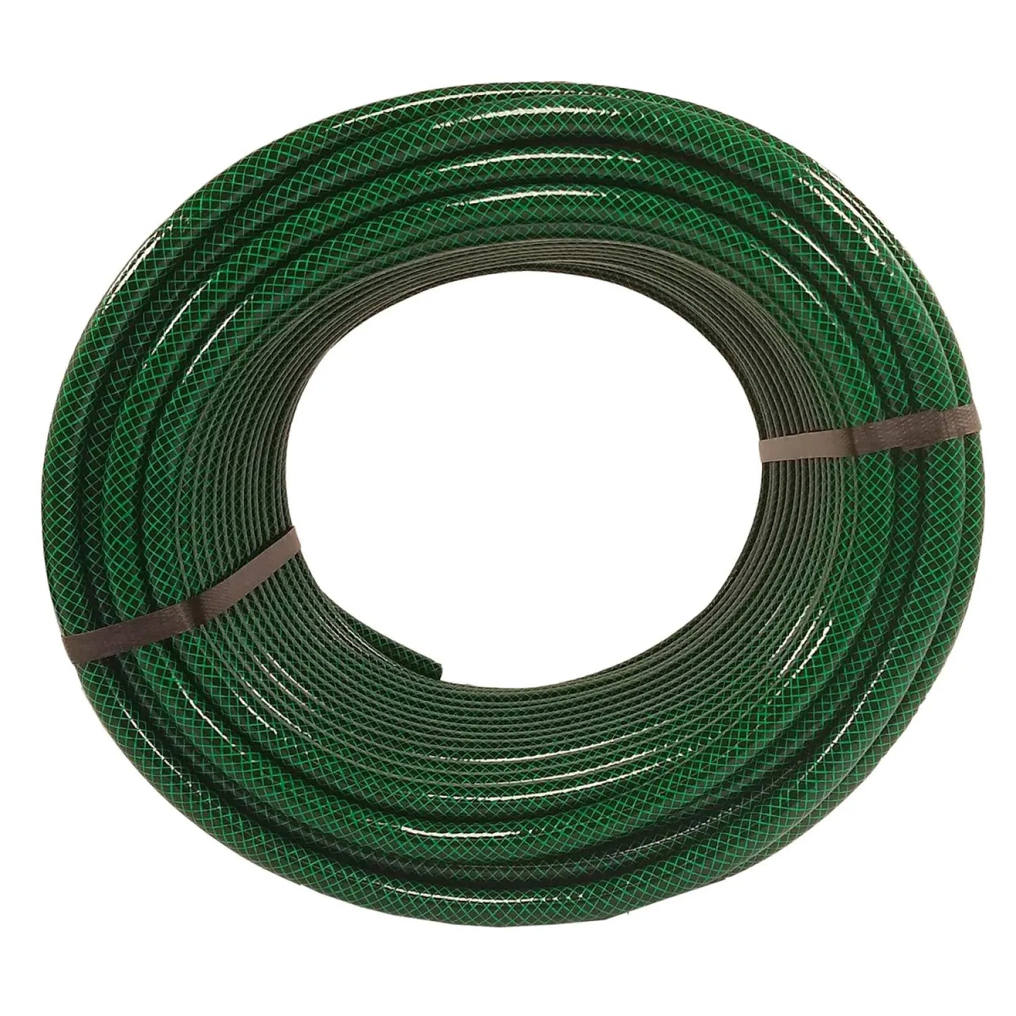 Manguera de riego verde tramada, enrollada, 1/2" x 50m