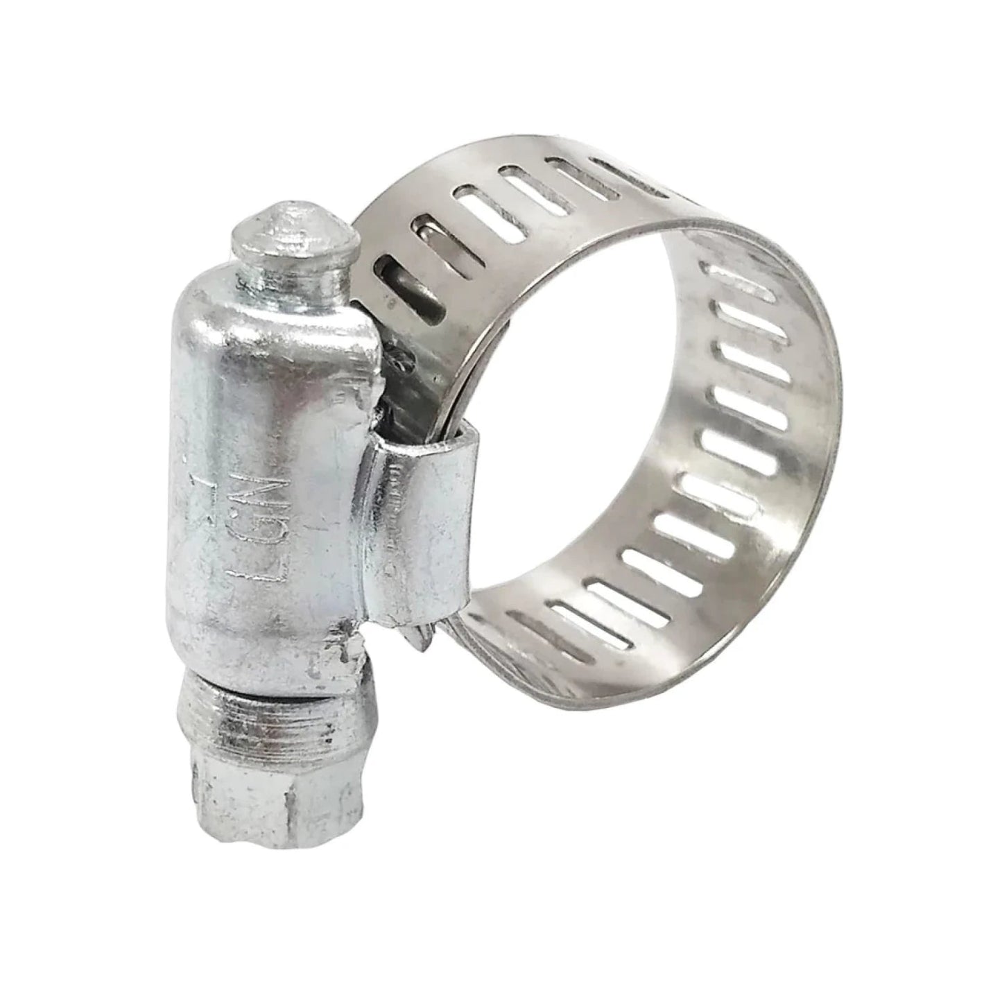 Abrazadera sin fin de acero galvanizado para mangueras, banda perforada y tornillo ajustable