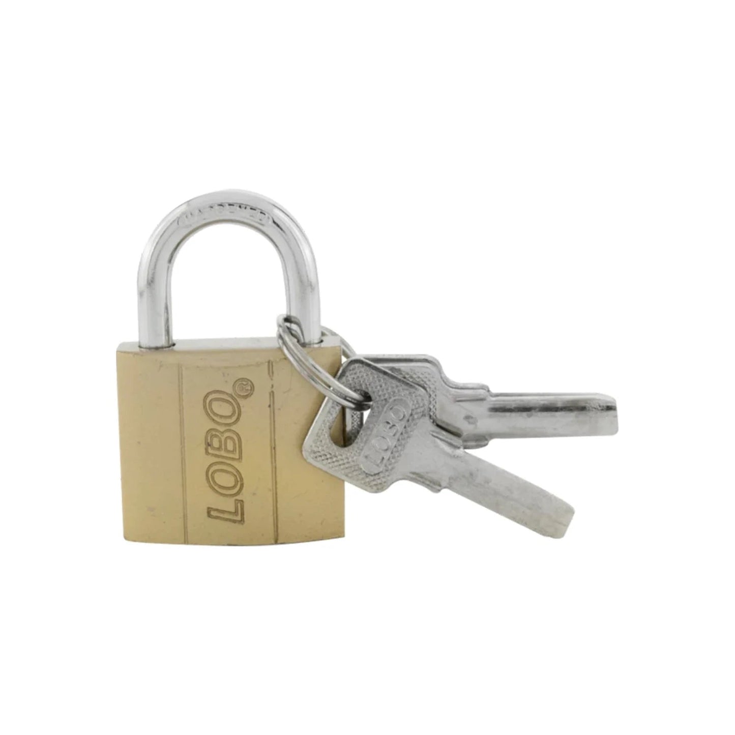Candado de seguridad LOBO con cuerpo de latón dorado y gancho corto, incluye 2 llaves