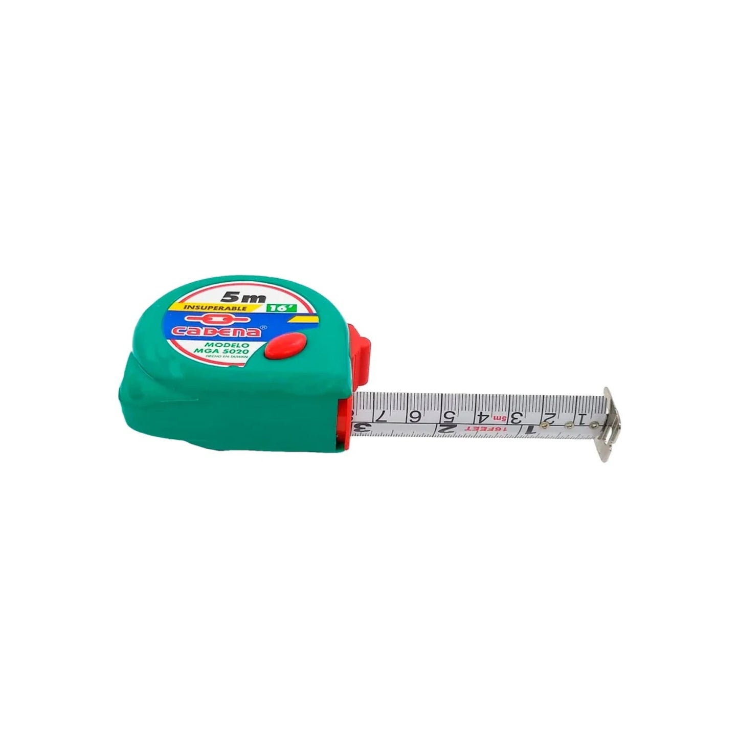 Flexómetro Cadena MGA 5020 verde 5m (16ft) para mediciones, herramienta esencial de ferretería.