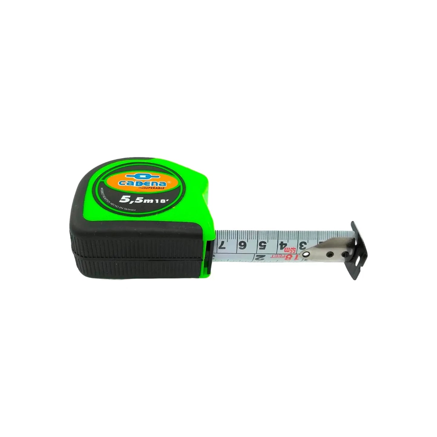 Flexómetro Cadena verde y negro 5.5m 18ft cinta métrica retractil herramienta de medición profesional
