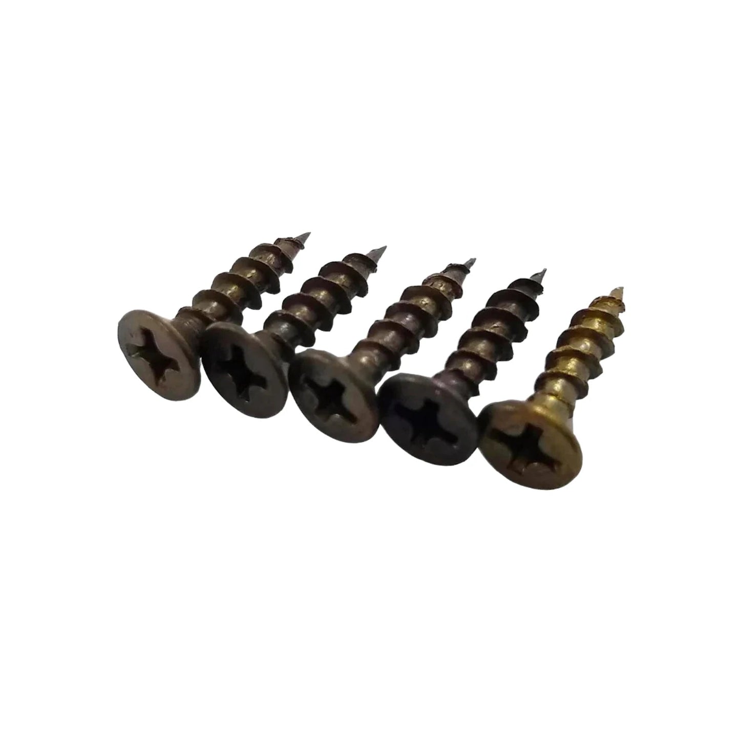 Pijas para madera Phillips de cabeza avellanada, acabado latón antiguo oscuro, tornillos para carpintería.