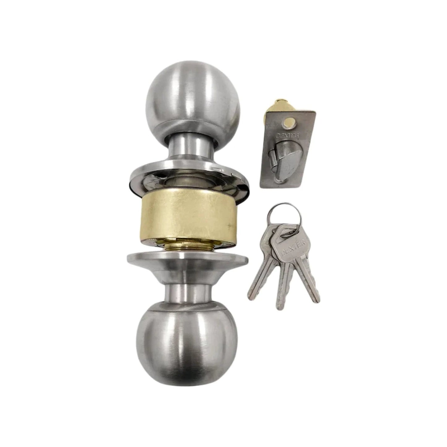 Juego de cerradura de perilla Dexter para puerta, acabado níquel satinado, incluye mecanismo, cerradero y 3 llaves.