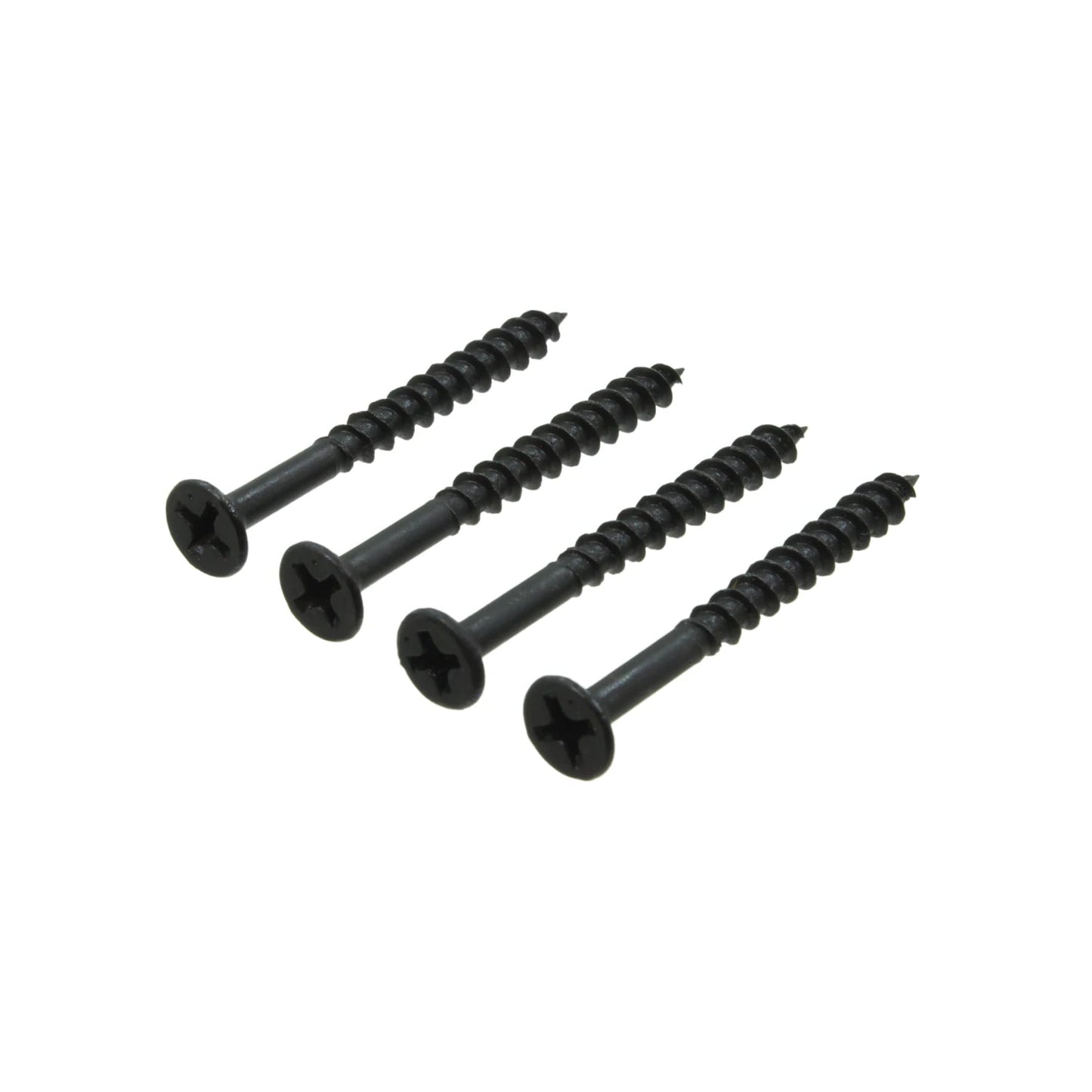 Cuatro pijas negras Phillips para madera 6 x 1 1/2" para fijación de muebles y estructuras
