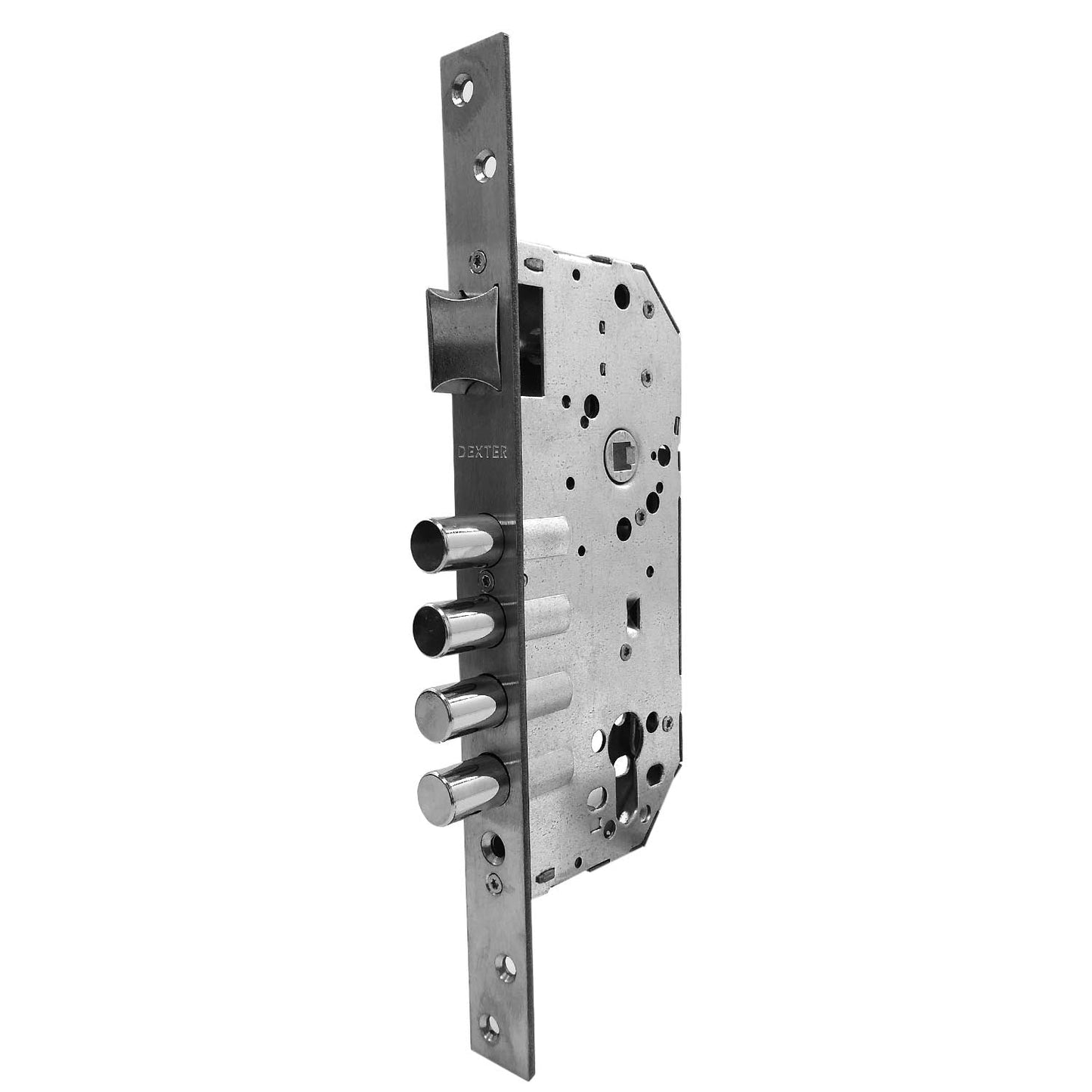 Cerradura de alta seguridad Dexter multipunto para puerta, mecanismo de embutir metálico.