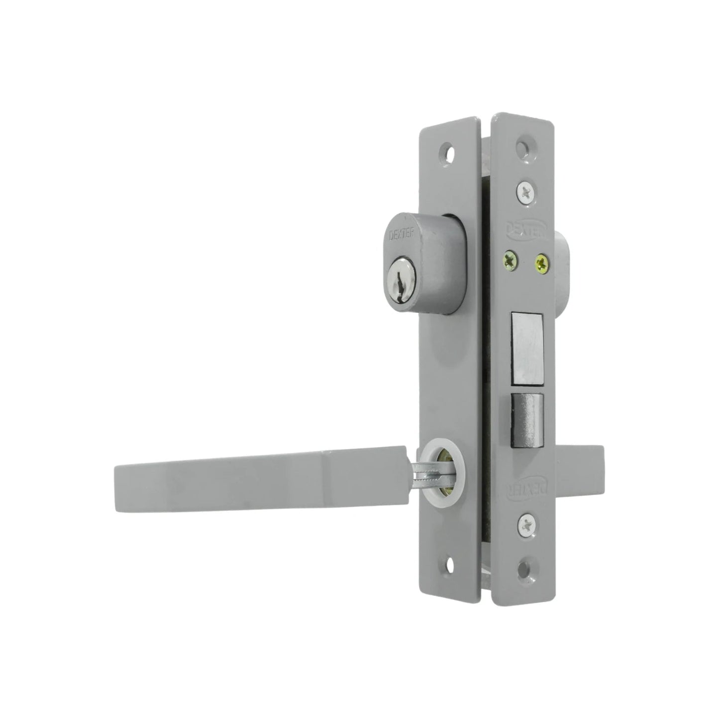 Cerradura gris Dexter para puerta de aluminio con llave, pestillo y cerrojo de seguridad