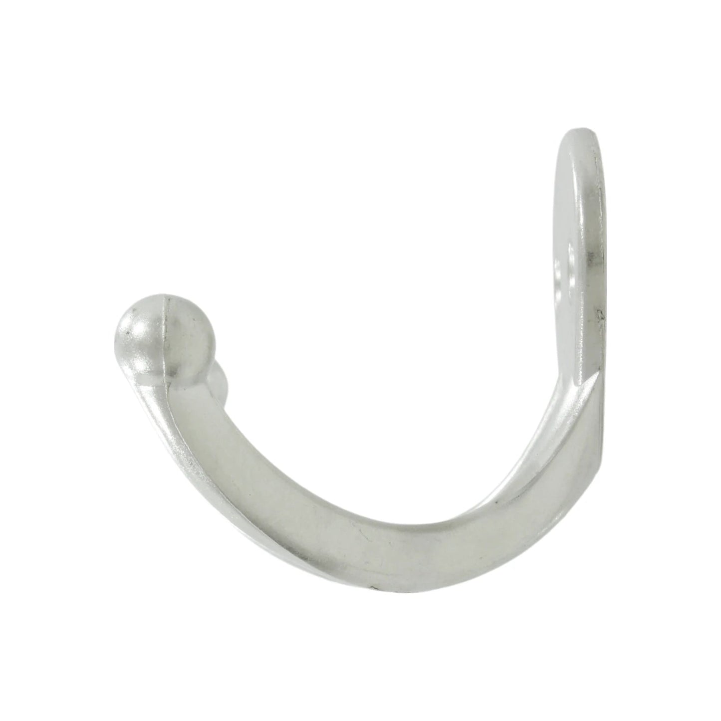 Gancho perchero individual de níquel satinado para pared, diseño metálico curvo con tope esférico