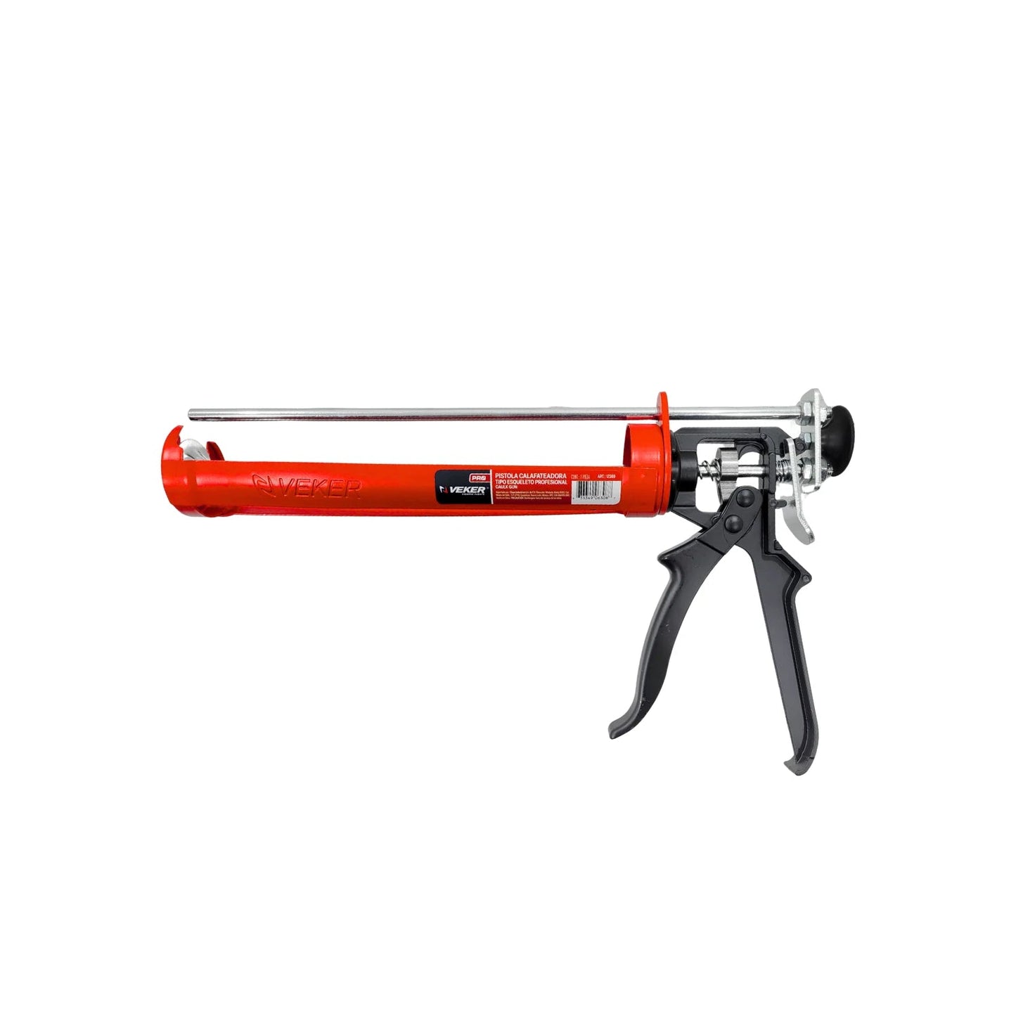 Pistola calafateadora Veker esqueleto roja para sellador y silicona profesional