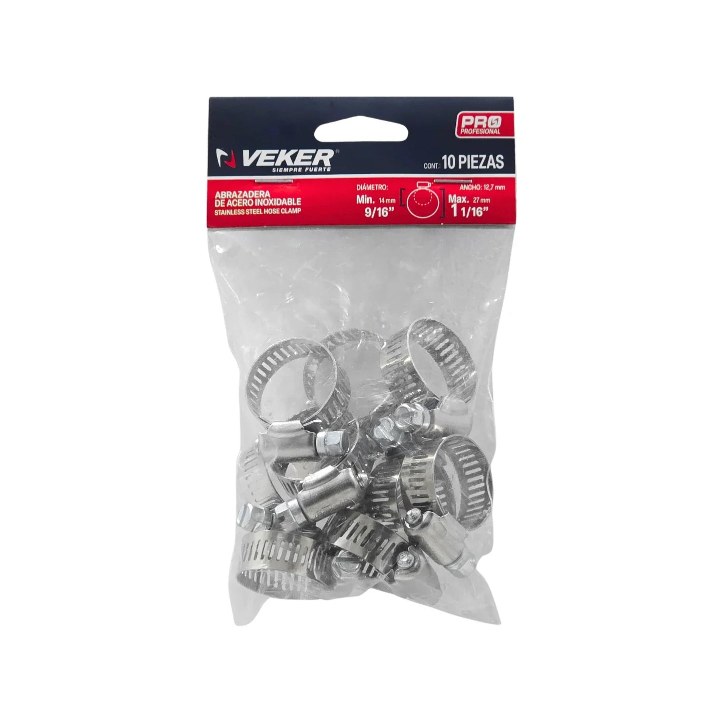 Abrazadera sin fin #12 1 1/16" 10 piezas Veker 12586