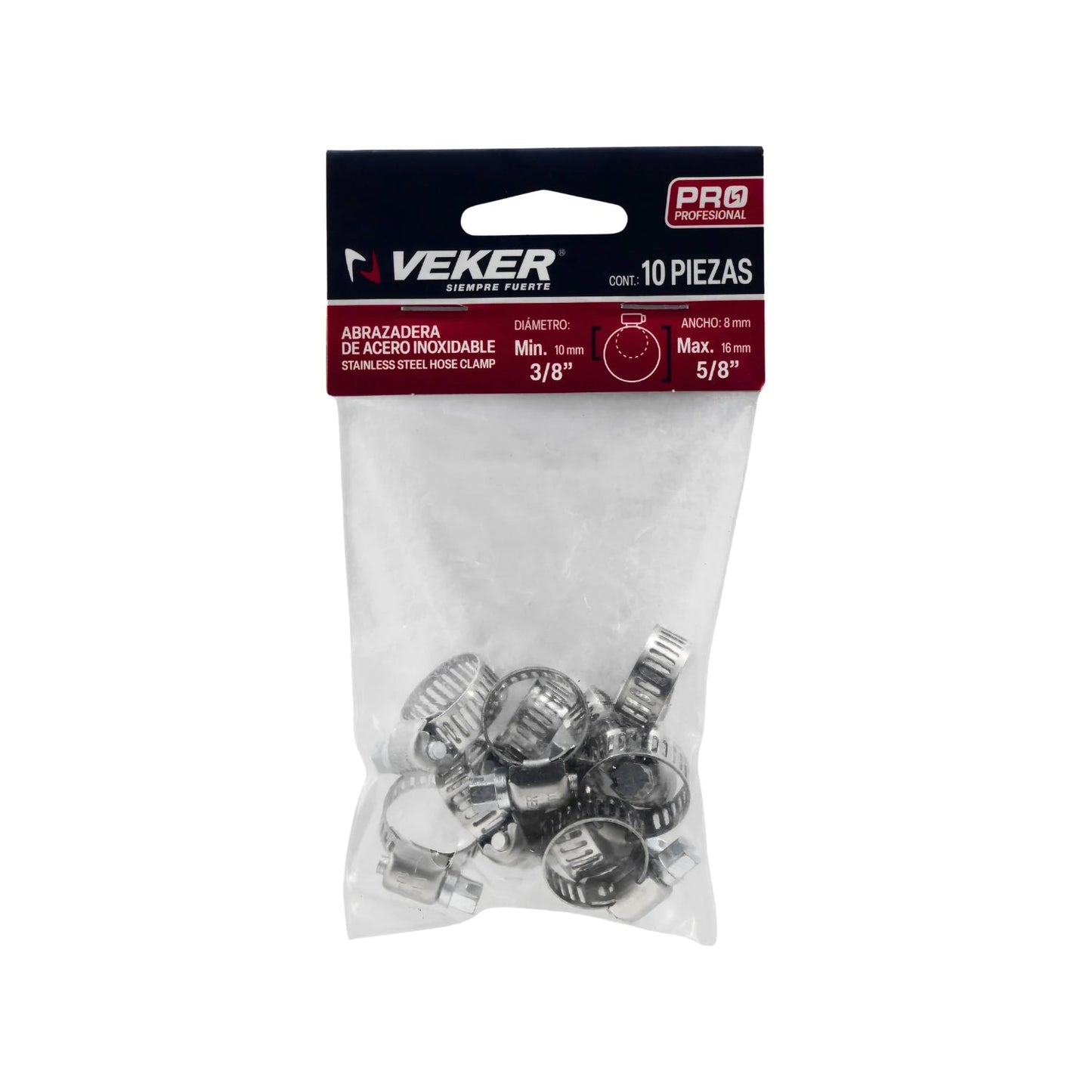 Abrazaderas sin fin Veker #4 mini de acero inoxidable 3/8, paquete de 10 piezas para mangueras