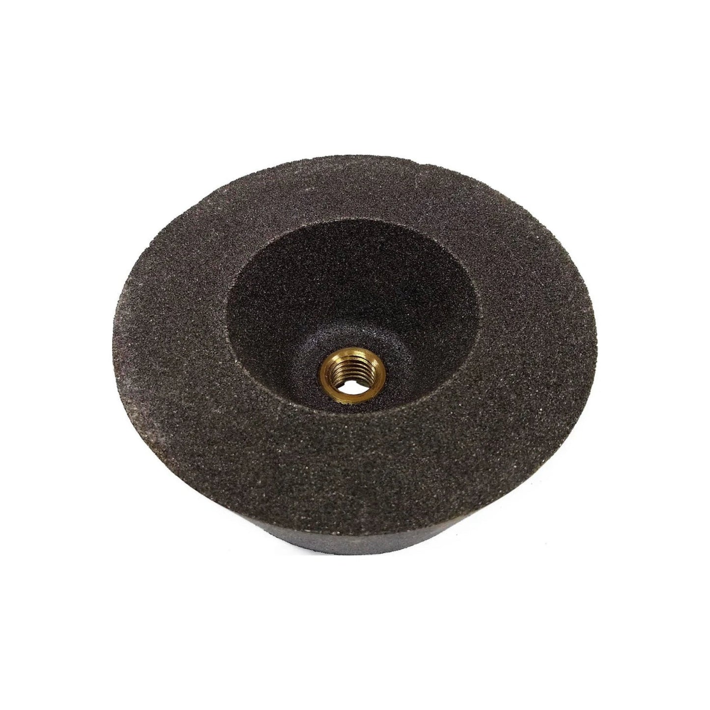 Esmeril de copa abrasivo para desbaste de concreto, grano 36, gris oscuro con inserto roscado.