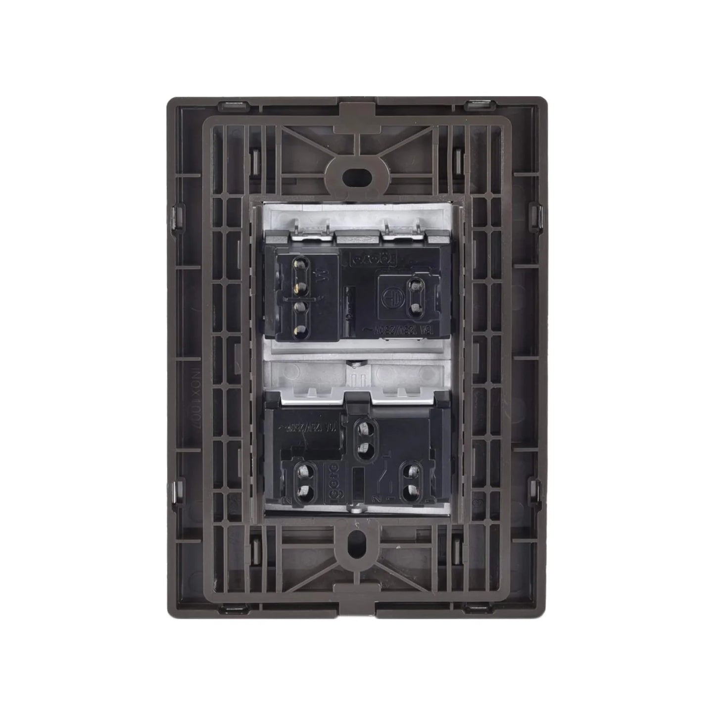 Placa 1 apagador escalera/1 contacto inoxidable oxford Igoto INOX2007