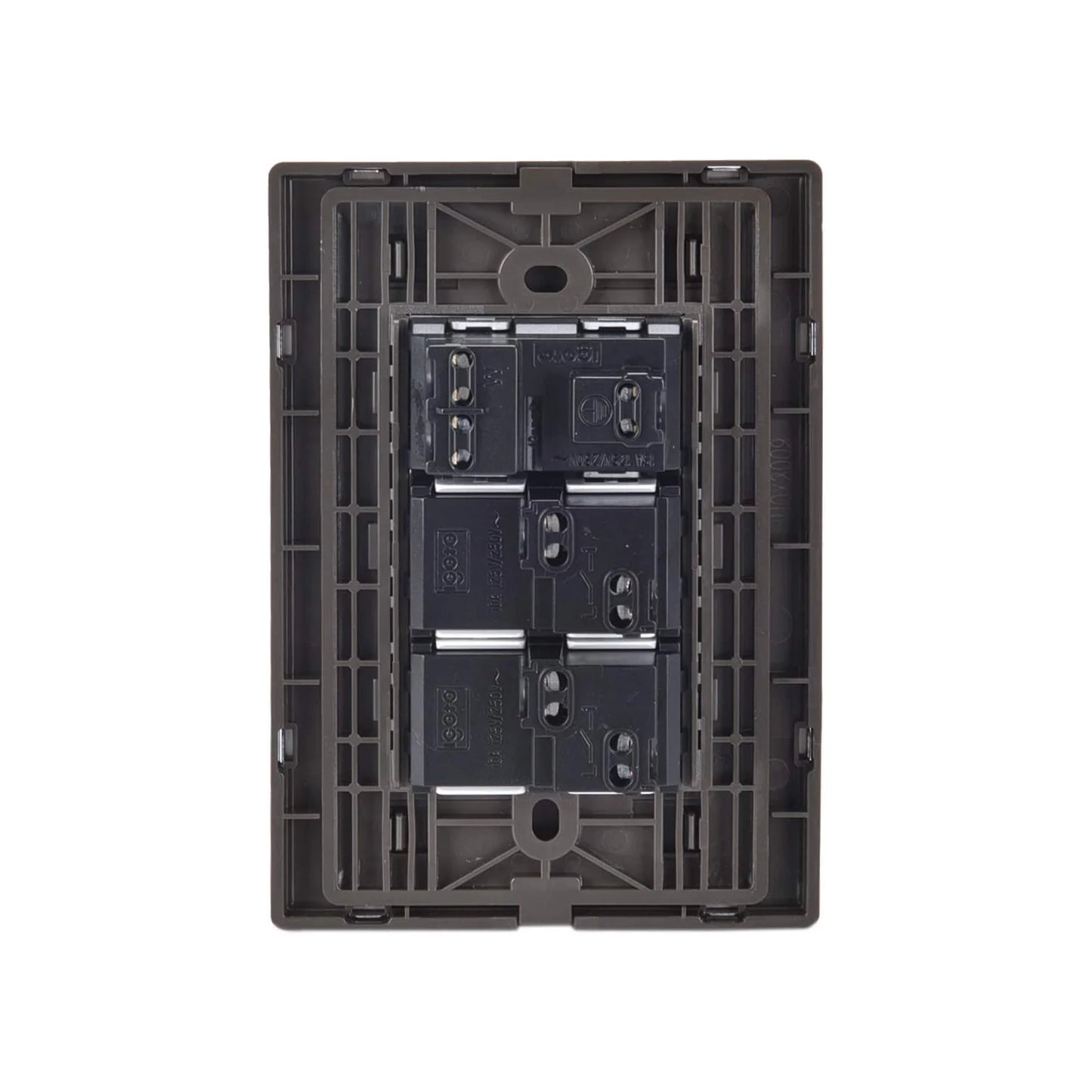 Placa 2 apagadores/1 contacto inoxidable oxford Igoto INOX2009