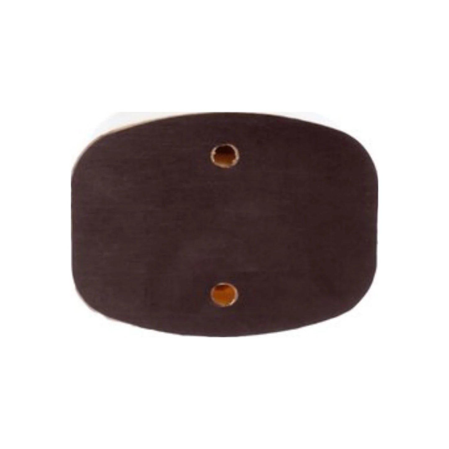 Placa de montaje rectangular marrón oscura, esquinas redondeadas y dos agujeros para tornillos