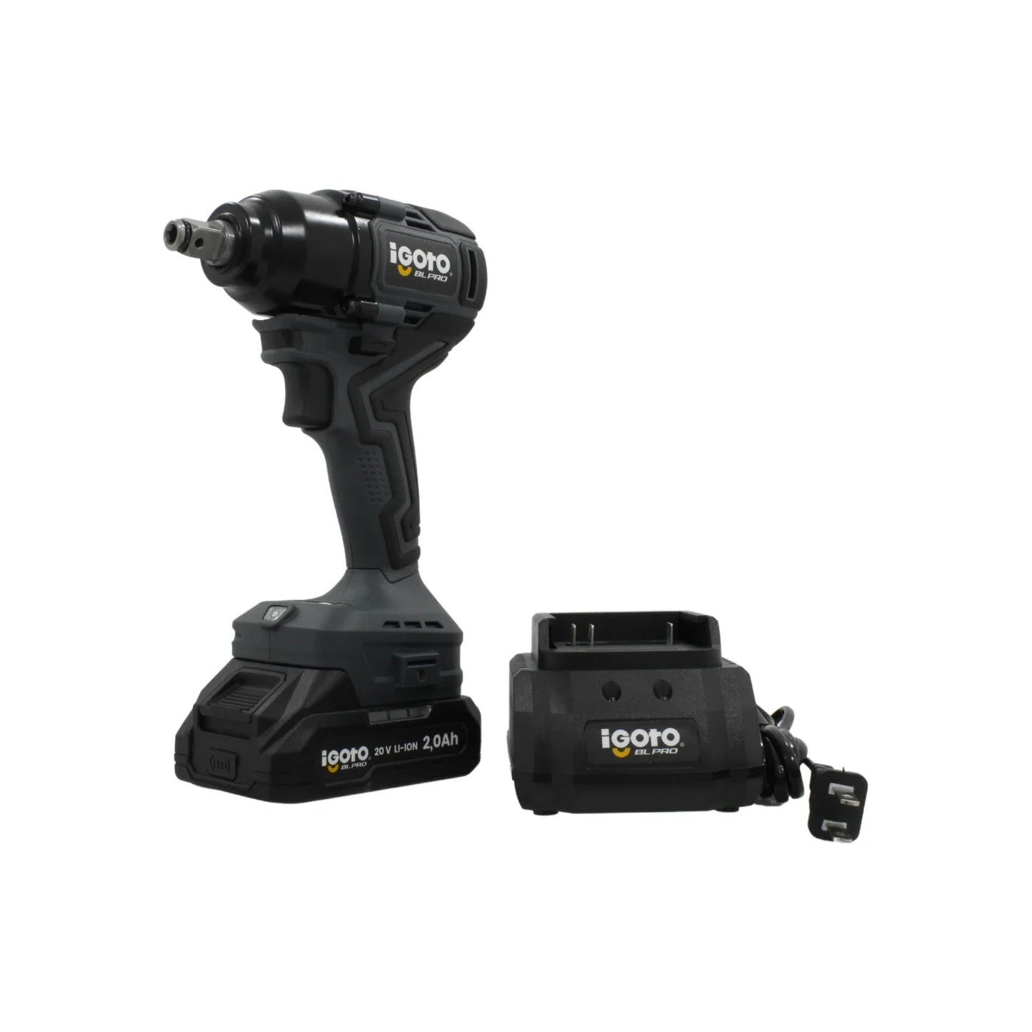 Llave atornillador de impacto inalámbrica Igoto BL PRO 20V Li-ION, batería 2.0Ah y cargador negro