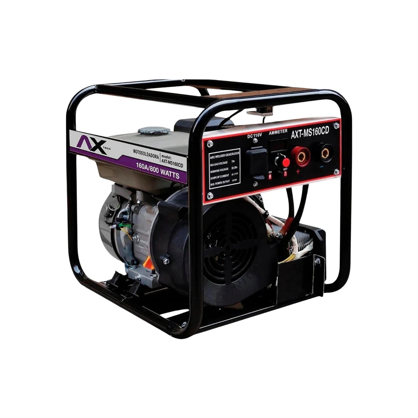 Motosoldadora AXTECH AXT-MS160CD 160A 800W, generador de soldadura portátil con motor a gasolina