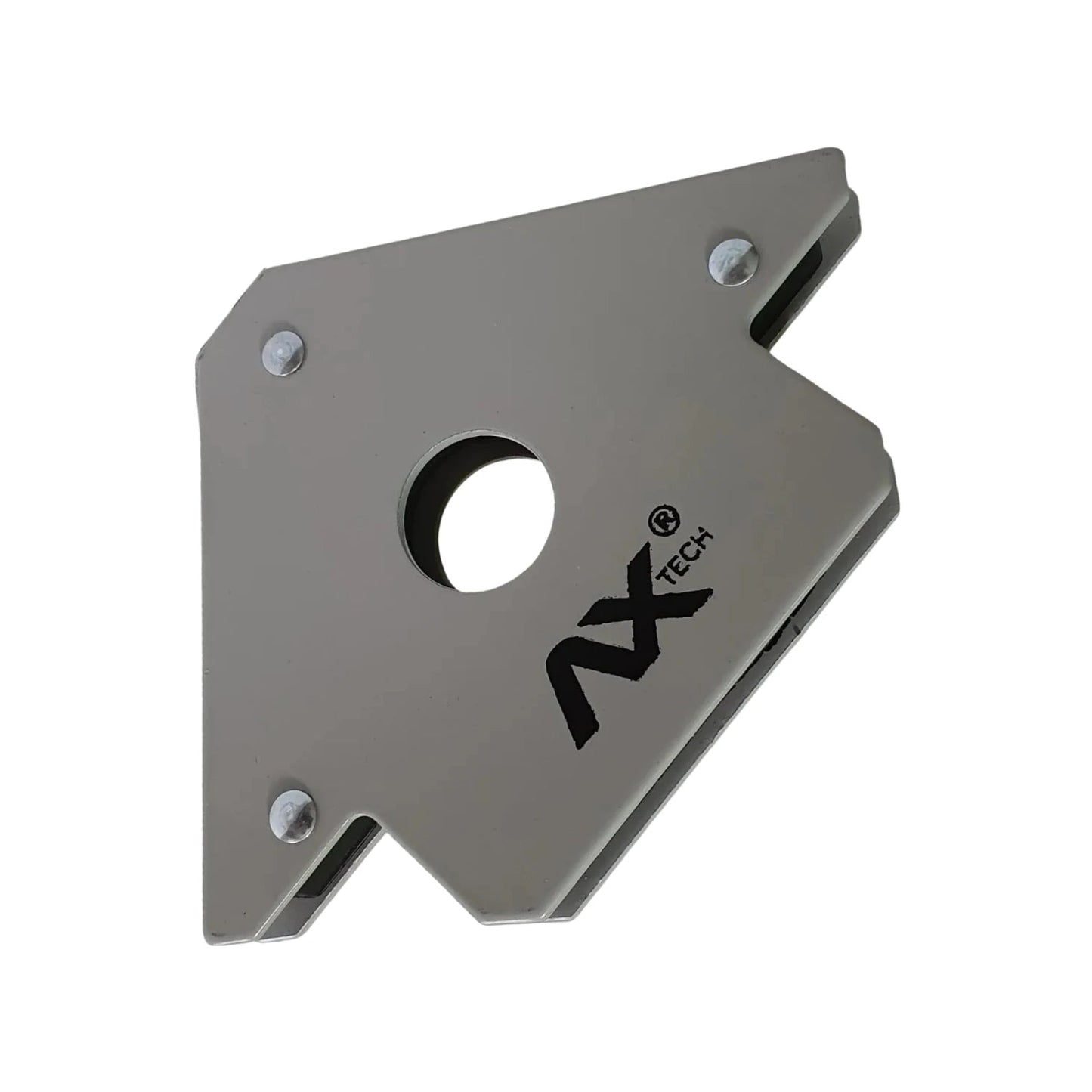 Escuadra magnética Axtech gris para soldar, herramienta sujetadora y posicionadora de ángulos metálica.