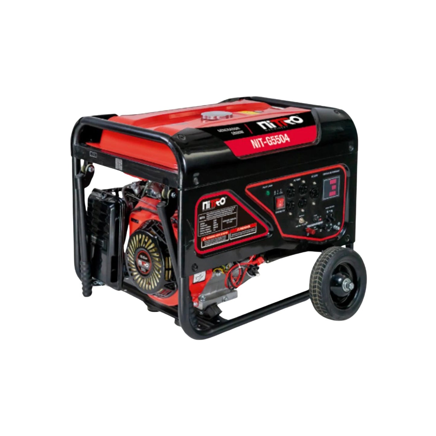 Generador portátil de gasolina Nitro NIT-G5504, 5500W con motor de 13HP, rojo y negro, con ruedas