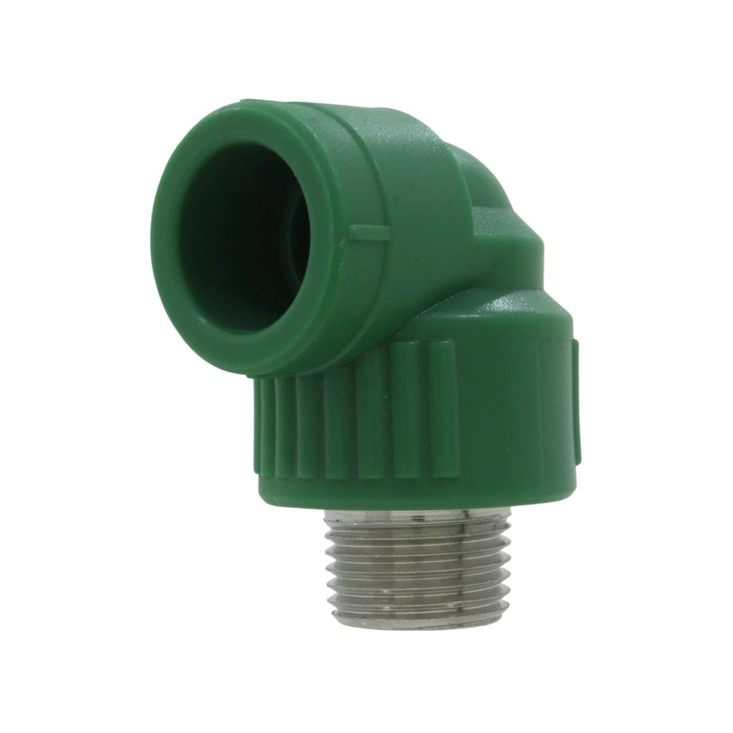 Codo PPR verde 90 grados con rosca exterior macho para tuberías de 20mm (1/2 pulgada) de plomería