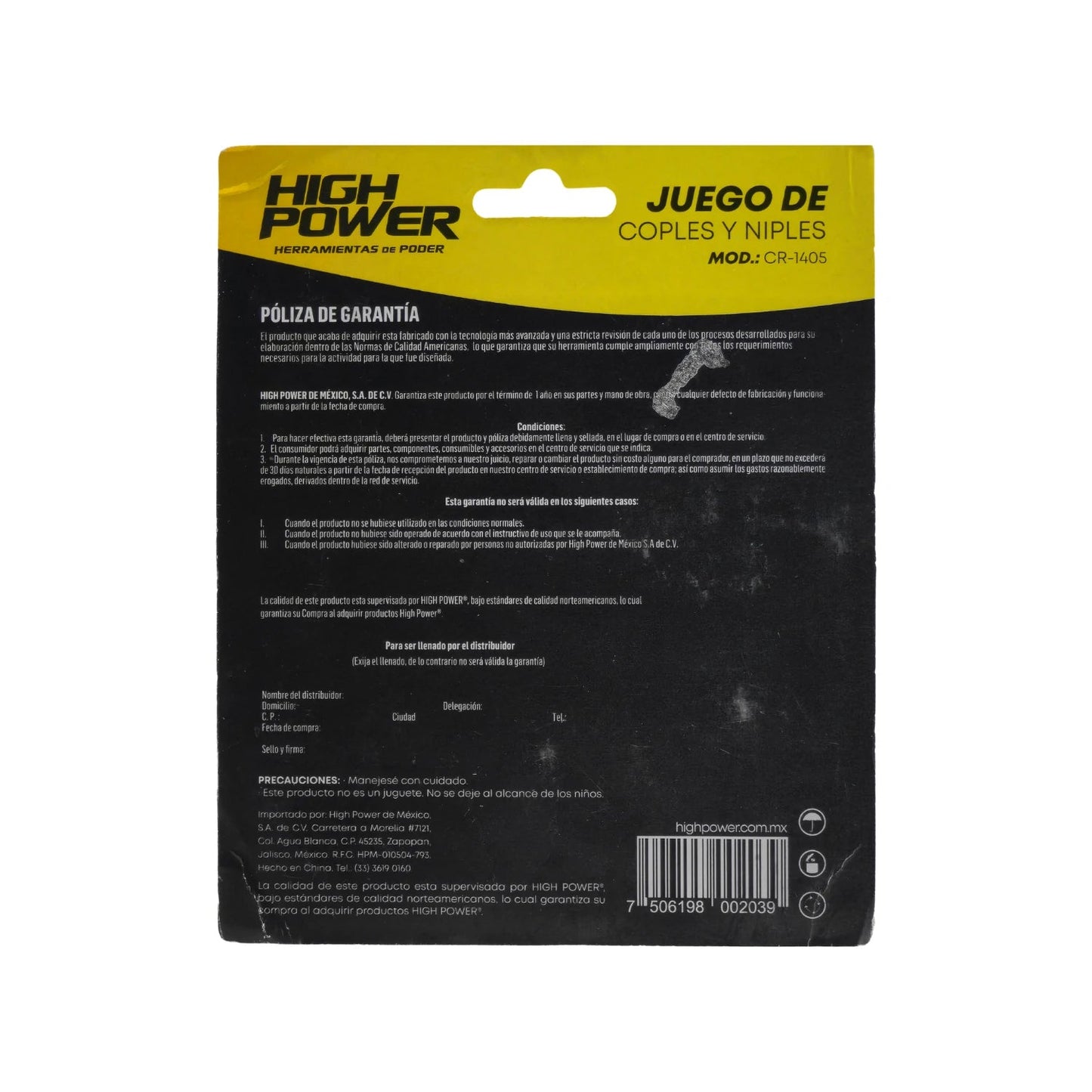 Juego de coples y niples rápidos High Power para compresora, 5 piezas