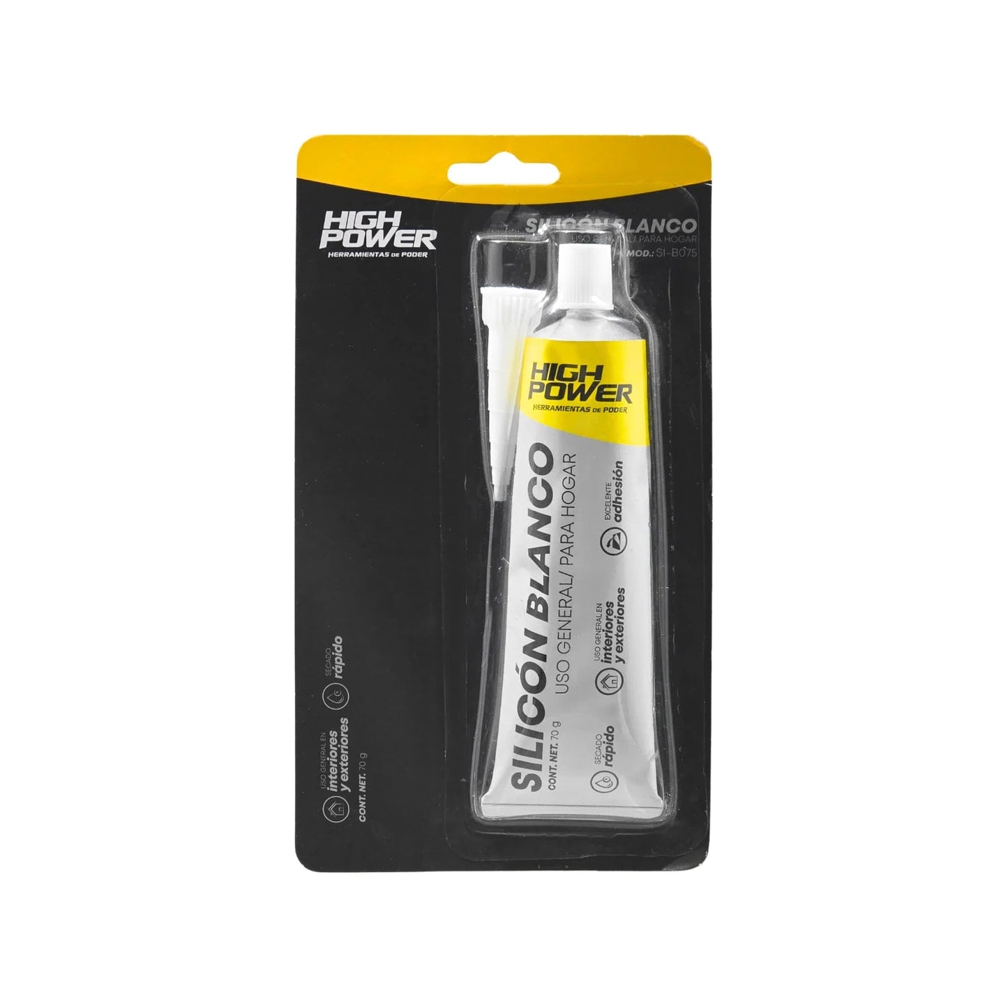 Sellador de silicón blanco High Power 70g, multiusos, secado rápido, fuerte adhesión interiores/exteriores