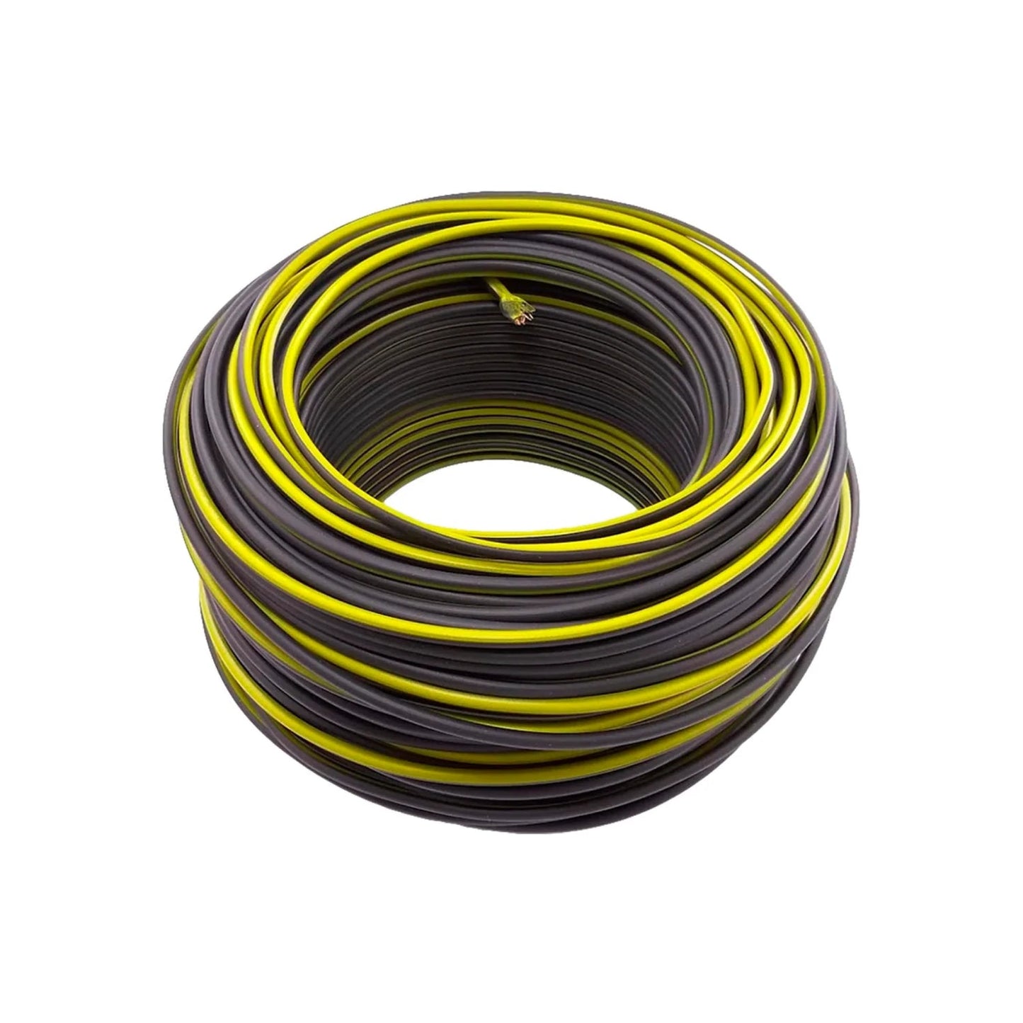 Rollo de cable eléctrico calibre #10, negro con franja amarilla, 100 metros, para instalaciones