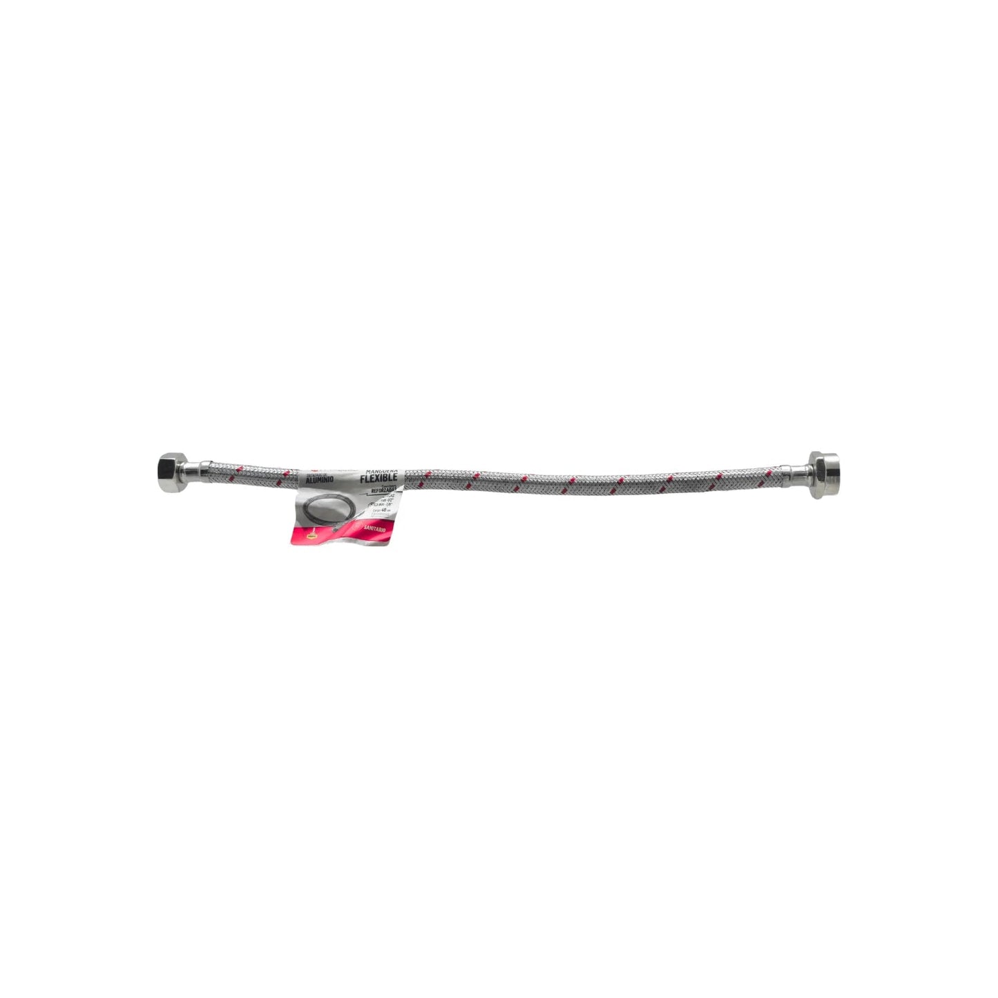 Manguera flexible de aluminio reforzada para WC, conexiones 1/2"x7/8", 40 cm, ideal para uso sanitario.